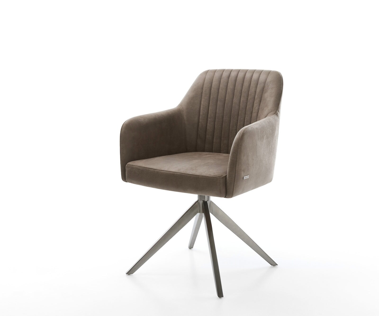DELIFE Drehstuhl Greg-Flex Mikrofaser Taupe Vintage Kreuzgestell breit Graphit 360° drehbar Wippfunktion Taschenfederkern