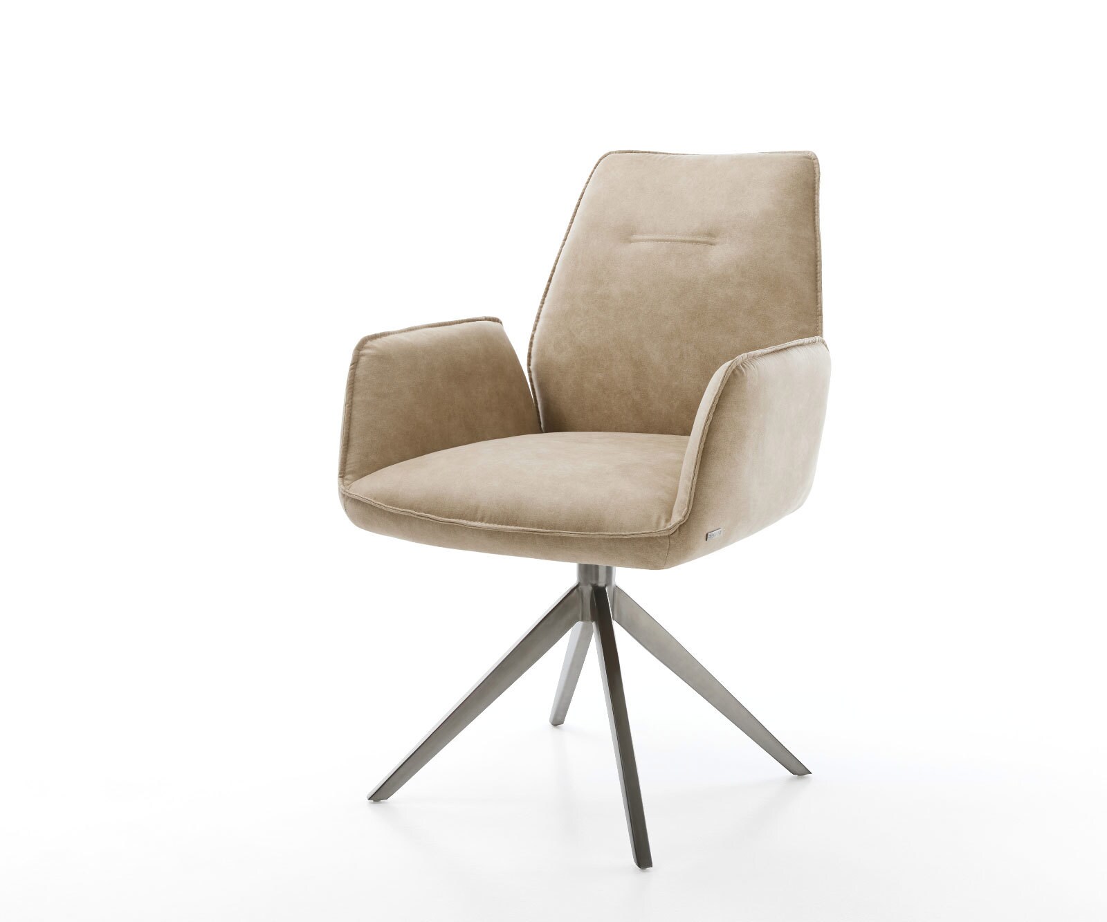 DELIFE Drehstuhl Zoa-Flex Mikrofaser Beige Vintage Kreuzgestell breit Graphit 360° drehbar Wippfunktion Taschenfederkern