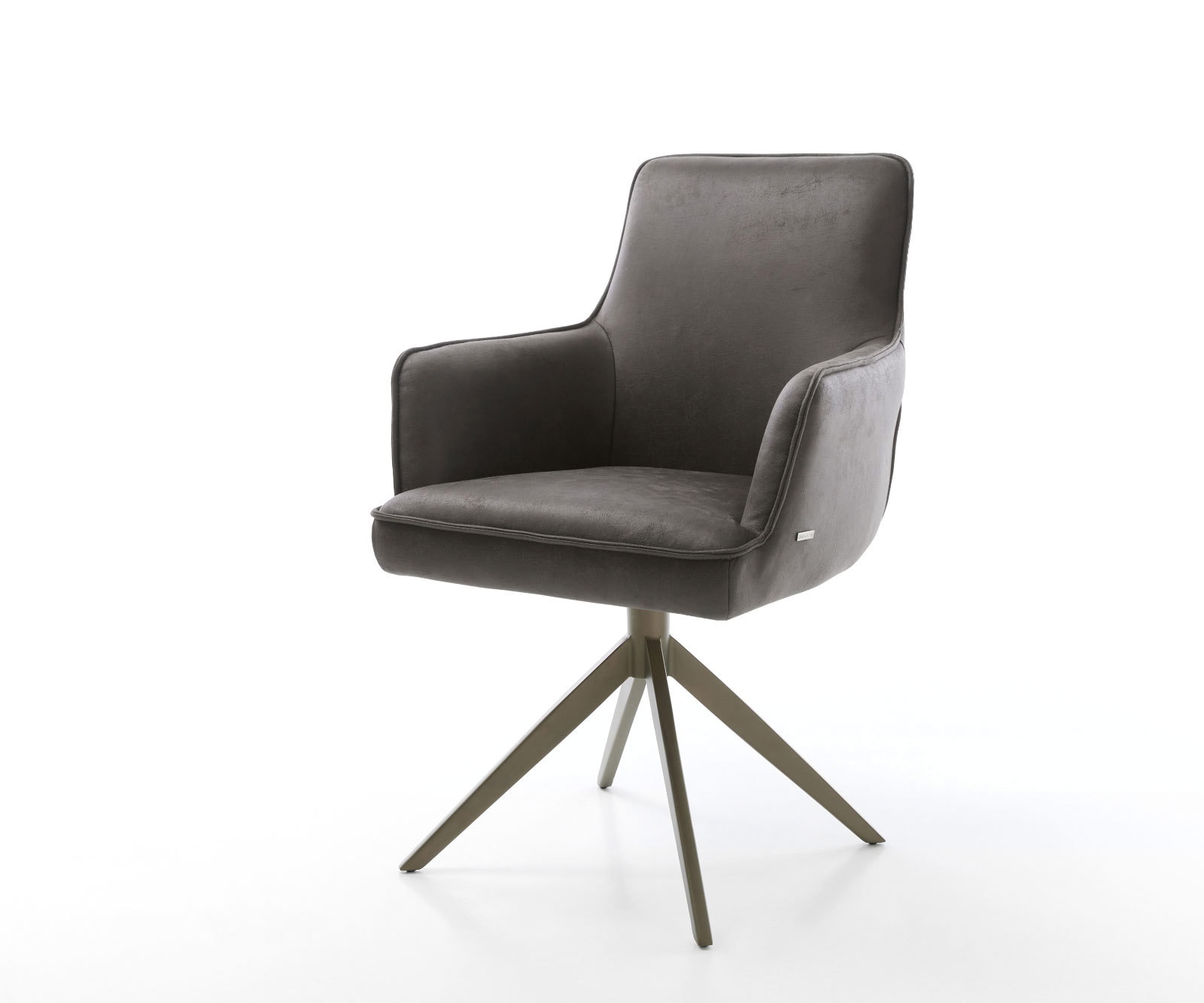 DELIFE Drehstuhl Heira-Flex mit Armlehnen Mikrofaser Anthrazit Vintage Kreuzgestell breit Effektfinish Titan 360° drehbar Wippfunktion Taschenfederkern