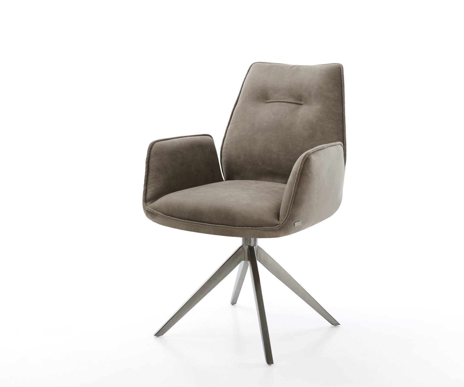 DELIFE Drehstuhl Zoa-Flex Mikrofaser Taupe Vintage Kreuzgestell breit Graphit 360° drehbar Wippfunktion Taschenfederkern