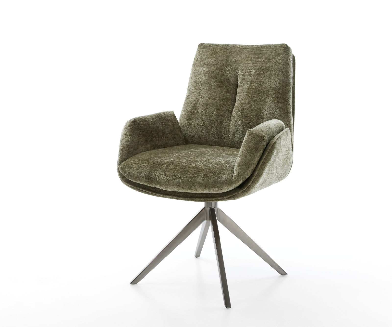 DELIFE Drehstuhl Clea-Flex Chenille Olive Kreuzgestell breit Graphit 360° drehbar Wippfunktion