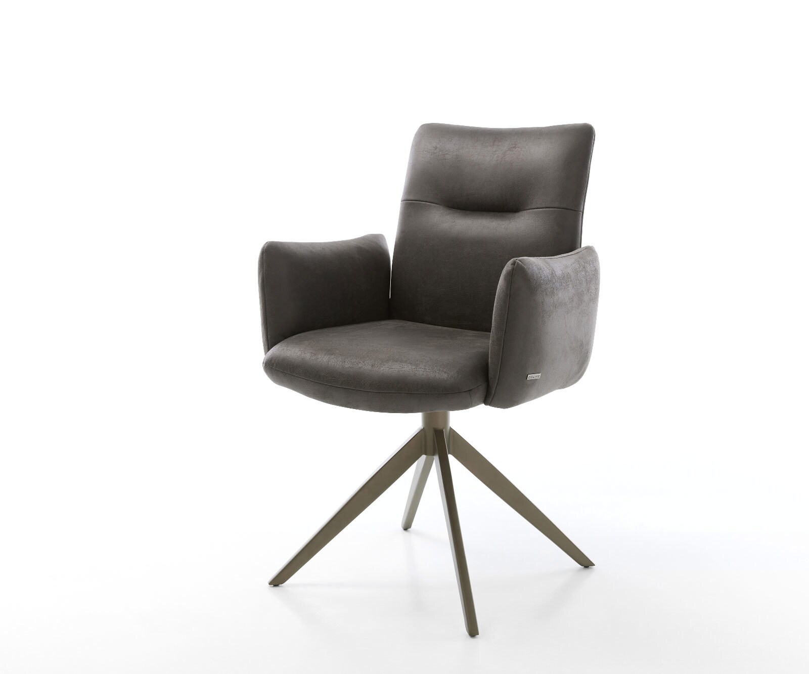 DELIFE Drehstuhl Jova-Flex mit Armlehnen Mikrofaser Anthrazit Vintage Kreuzgestell breit Effektfinish Titan 360° drehbar Wippfunktion Taschenfederkern