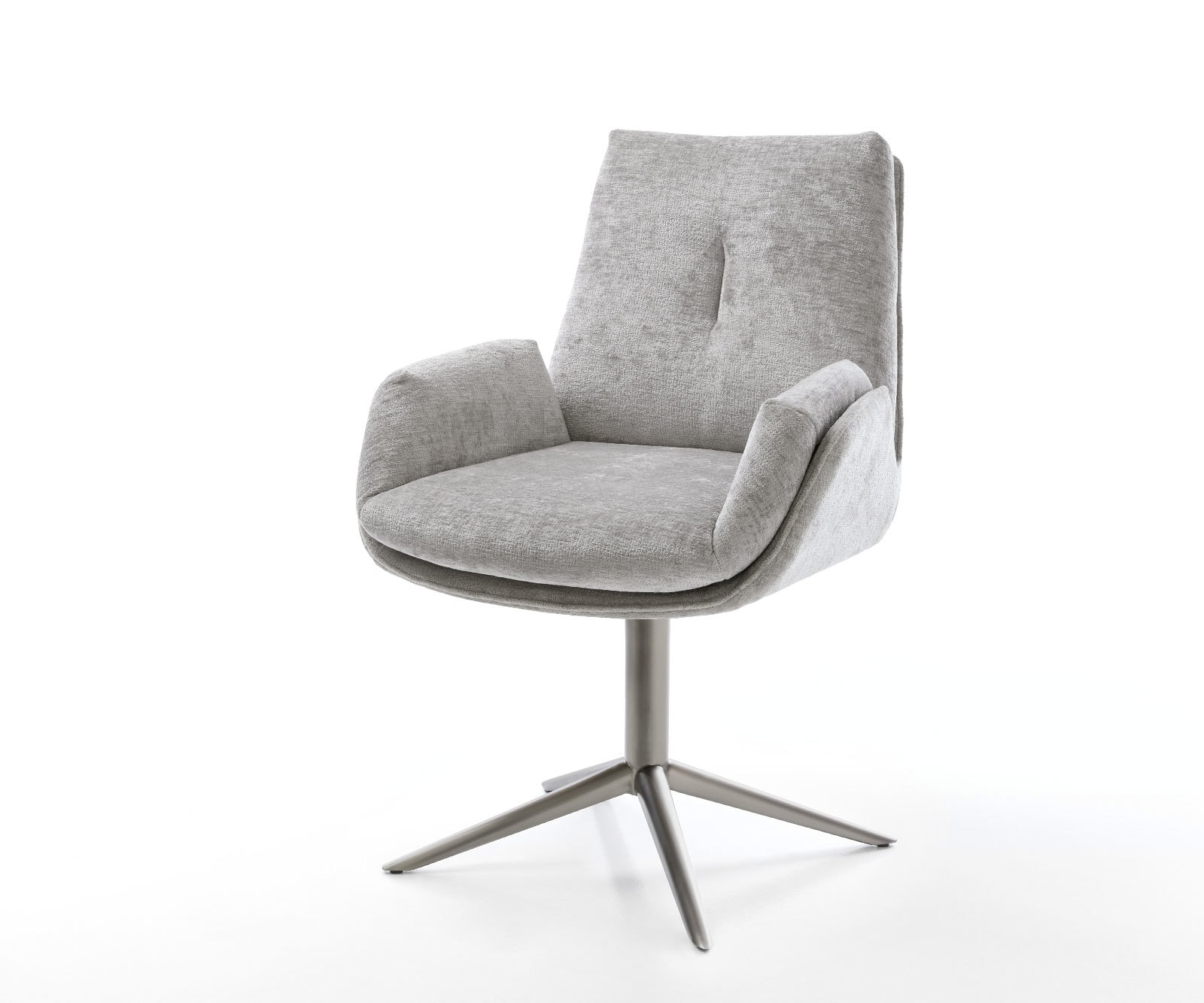 DELIFE Drehstuhl Clea-Flex Chenille Silbergrau Fußkreuz Graphit 360° drehbar Wippfunktion