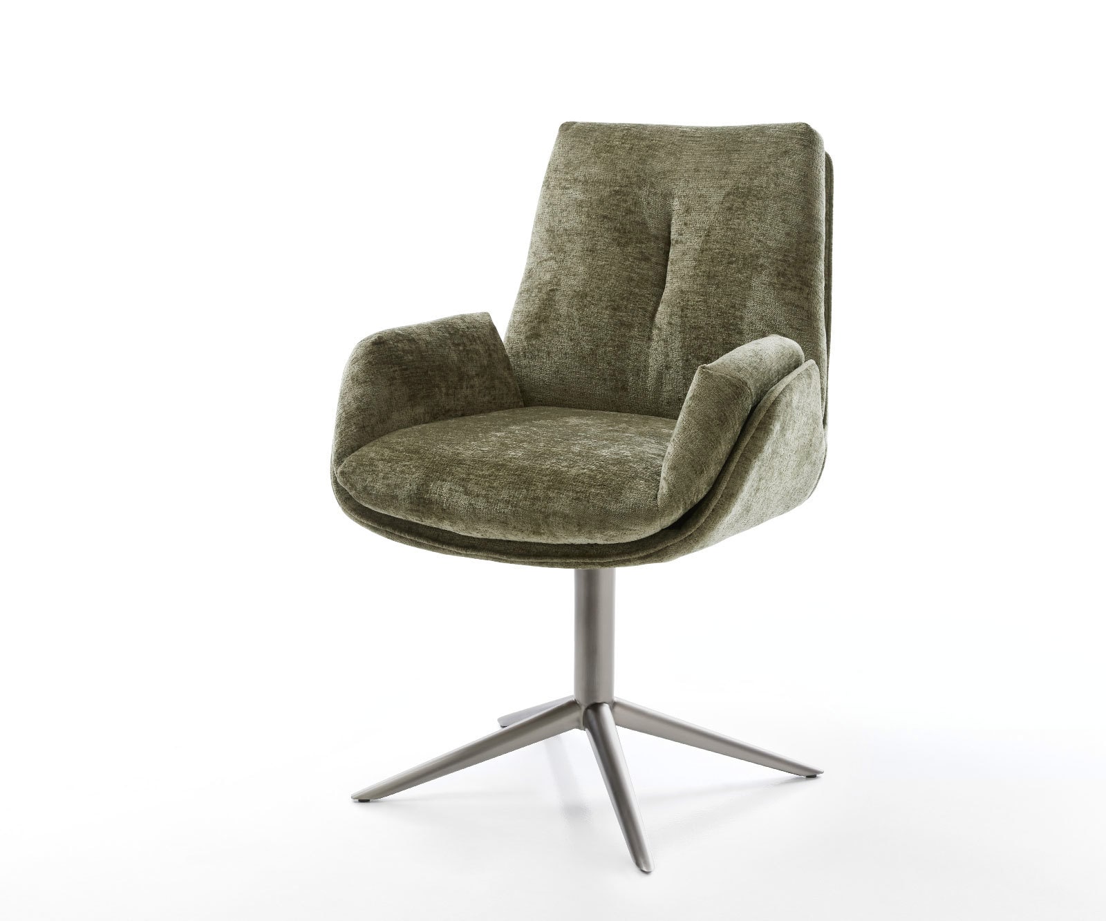 DELIFE Drehstuhl Clea-Flex Chenille Olive Fußkreuz Graphit 360° drehbar Wippfunktion