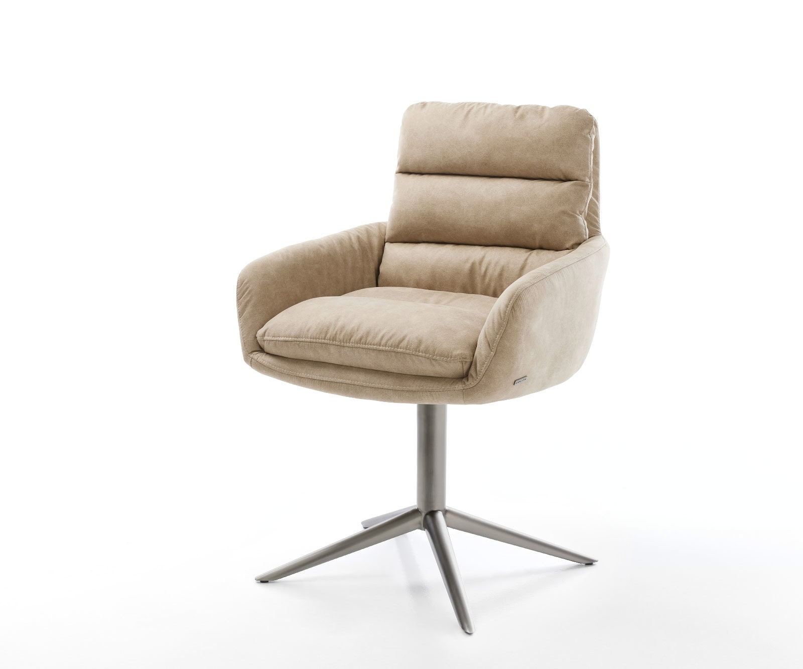 DELIFE Drehstuhl Abelia-Flex mit Armlehnen Mikrofaser Beige Vintage Fußkreuz Graphit 360° drehbar Wippfunktion