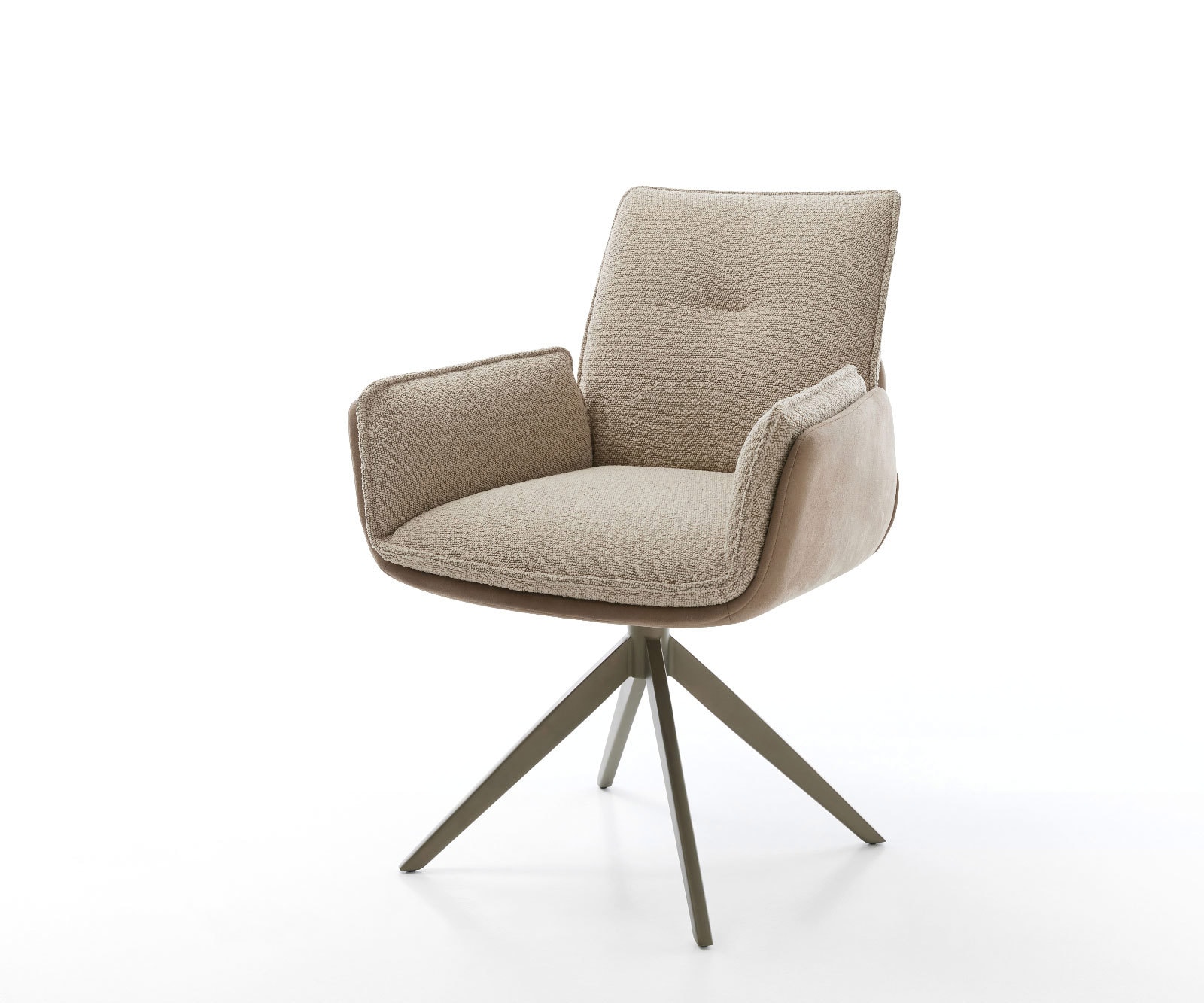 DELIFE Drehstuhl Nela-Flex Materialmix Schlamm Kreuzgestell breit Effektfinish Titan 360° drehbar Wippfunktion