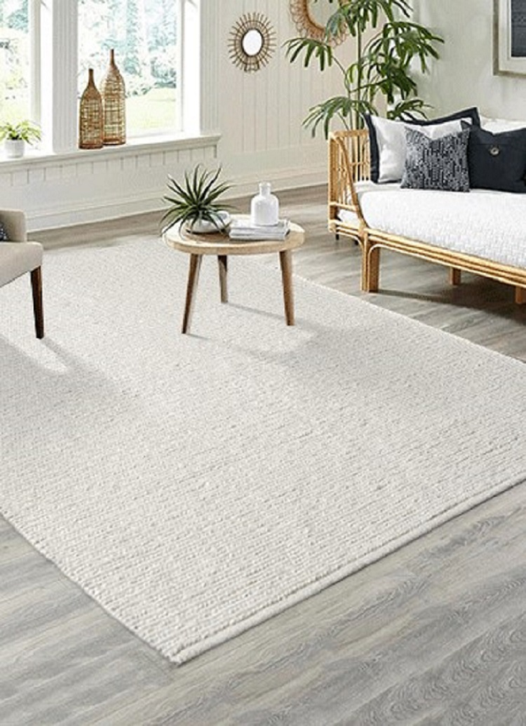 Merinos Karpet24 Copenhagen glad geweven handgemaakt wollen vloerkleed Cream-Ø 200 cm rond