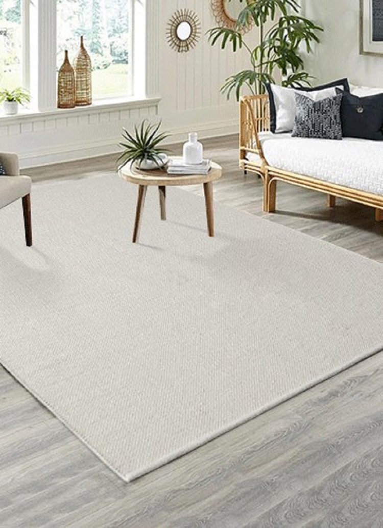 Merinos Karpet24 Stockholm glad geweven handgemaakt wollen vloerkleed Cream-250 x 350 cm