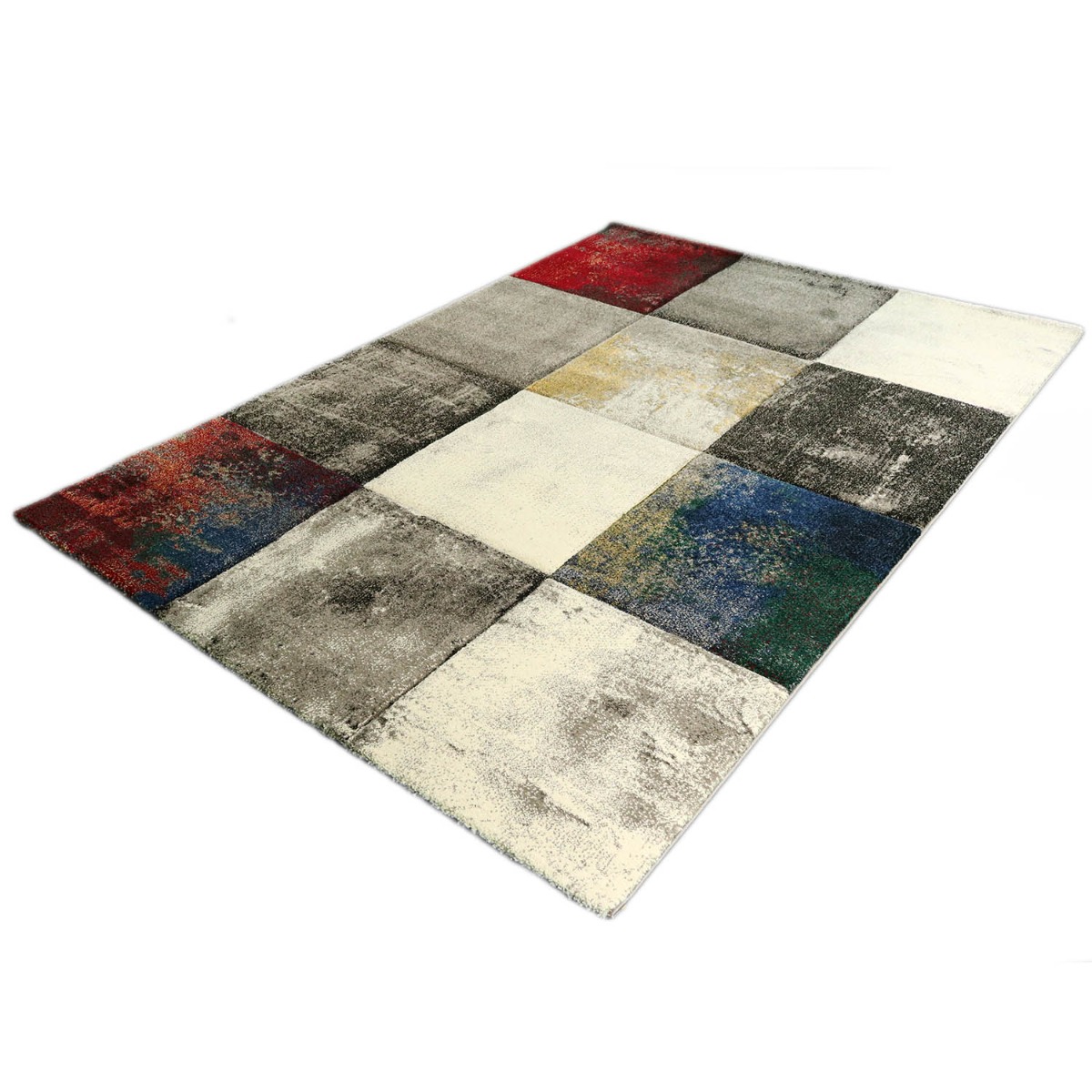 Merinos Vintage Vloerkleed - Blokjes Design - Diamond Deluxe - Multikleur-80 x 150 cm