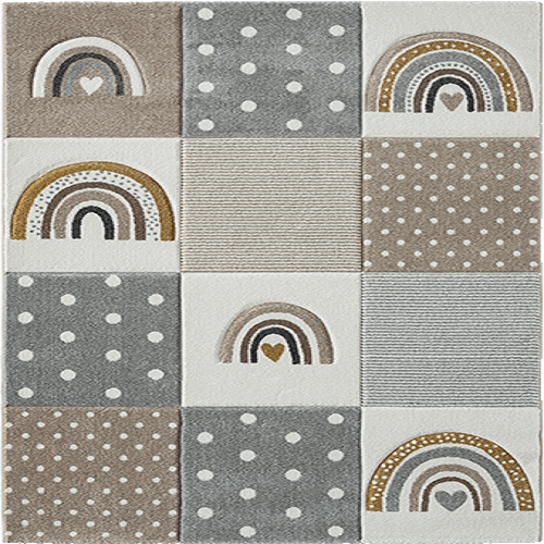 Merinos Kinderkamer Vloerkleed Blokjes/Regenboog Beige-120 x 170 cm