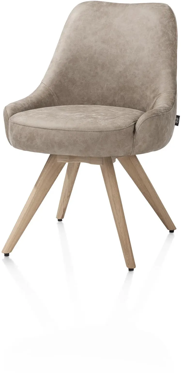 Rocco eetkamerstoel - draaibaar + pocket - naturel eiken - stof Oregon - beige