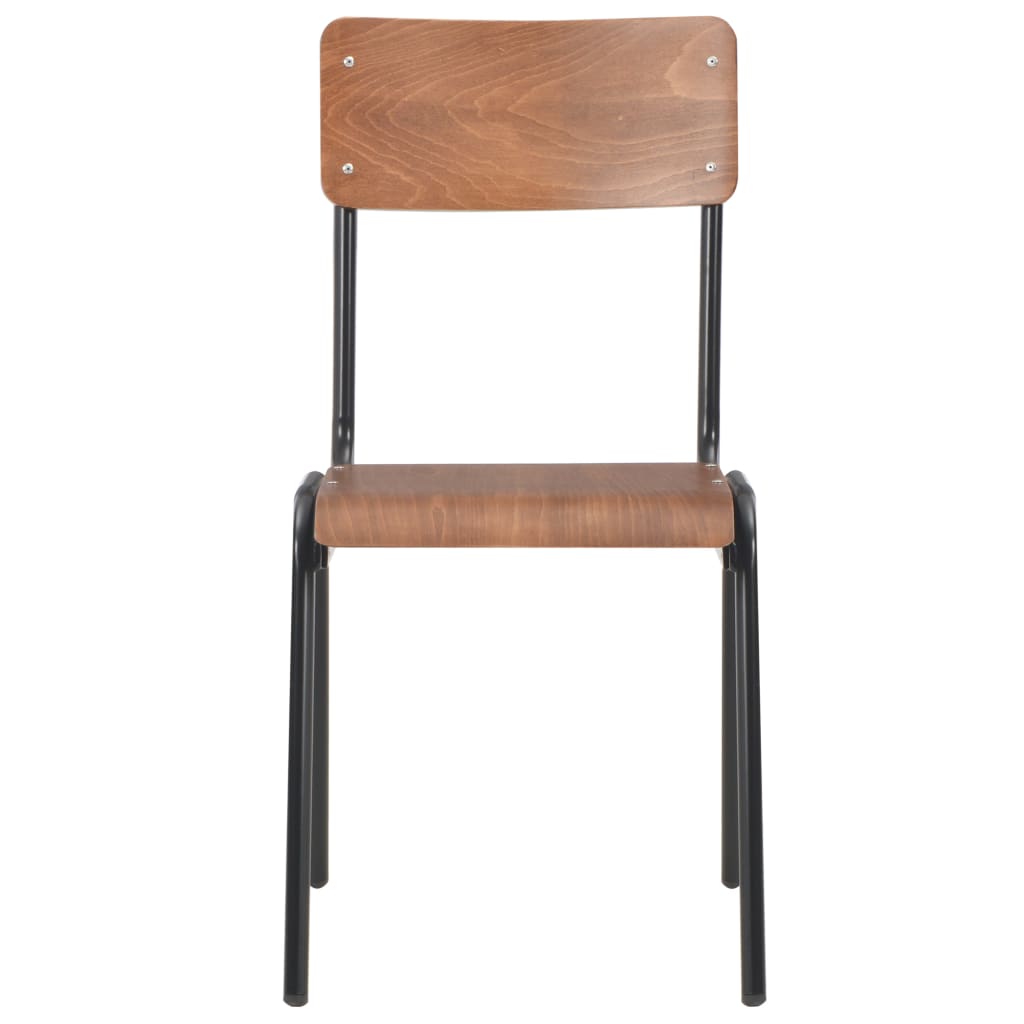 vidaXL Eetkamerstoelen 2 st massief multiplex staal bruin
