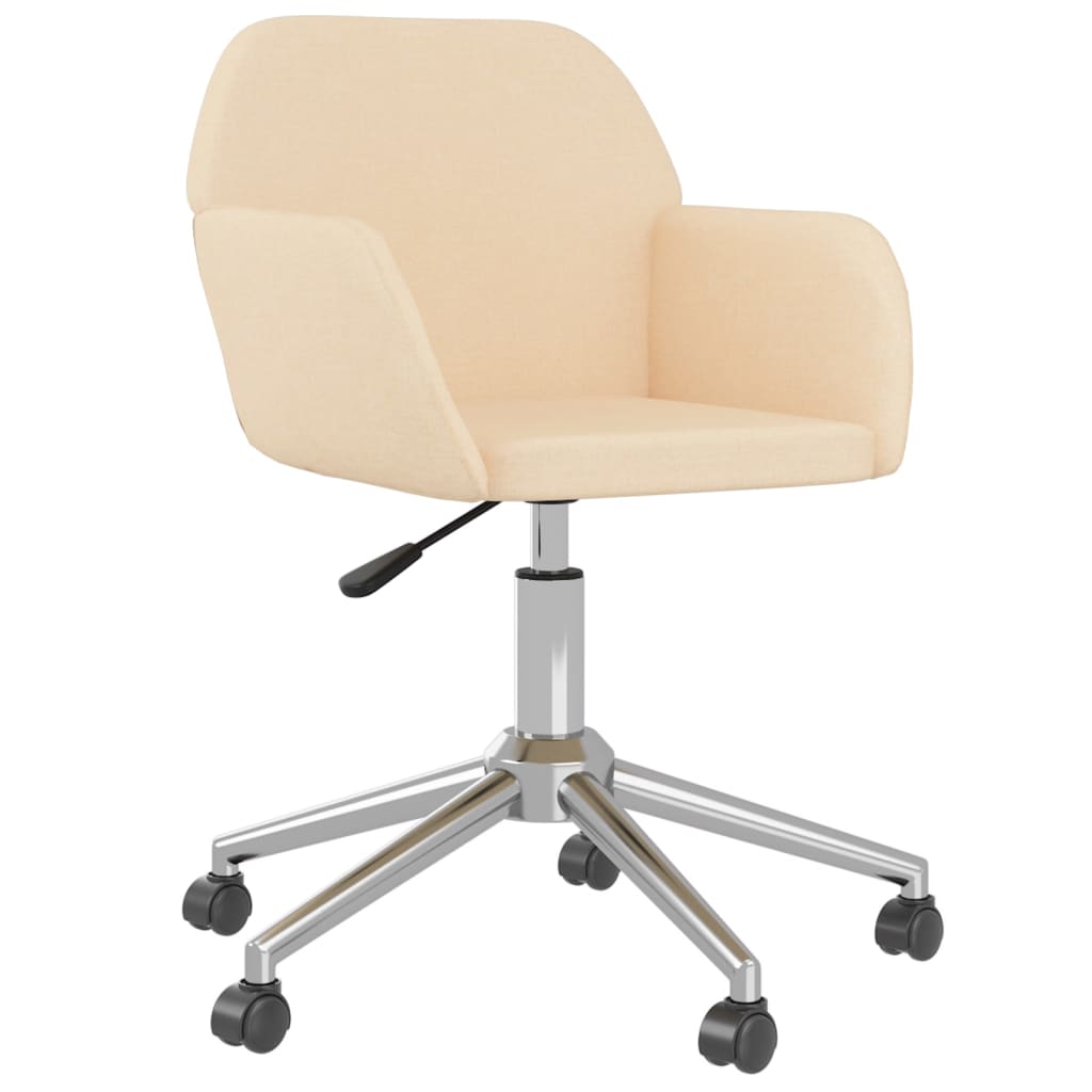 vidaXL Eetkamerstoelen 2 st draaibaar stof crèmekleurig