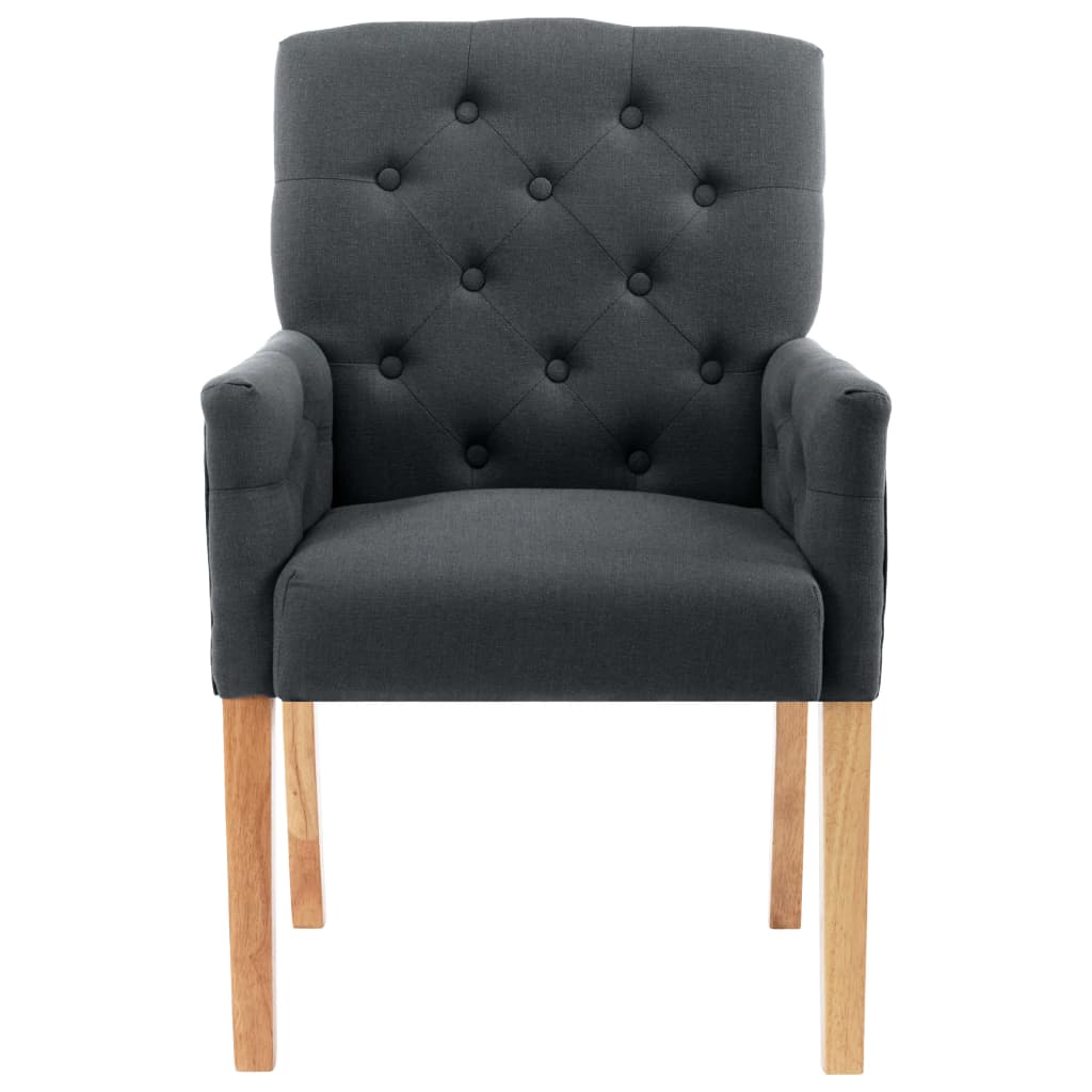 vidaXL Eetkamerstoelen 2 st met armleuningen stof grijs