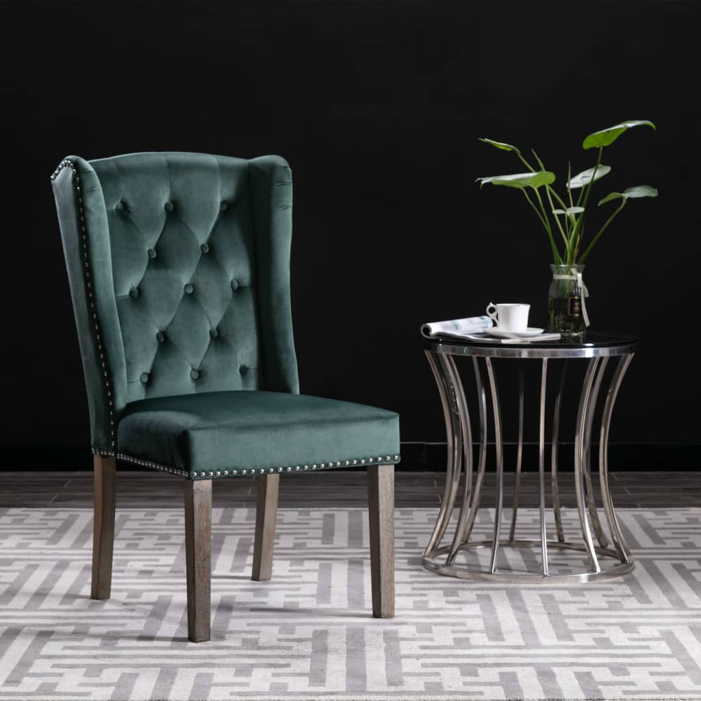 vidaXL Eetkamerstoelen 6 st fluweel donkergroen