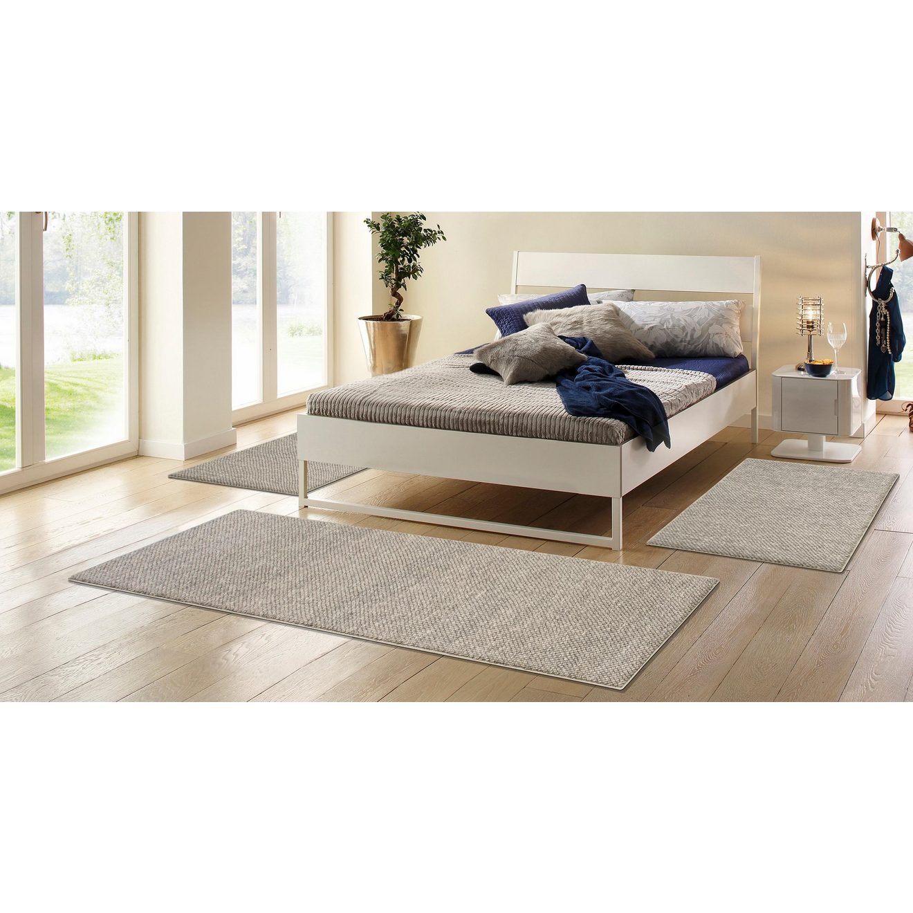 My home Set slaapkamerkleedjes Wolly, handgeweven tapijten Slaapkamerkleed, wol, met de hand geweven, loper-set woonkamer, slaapkamer
