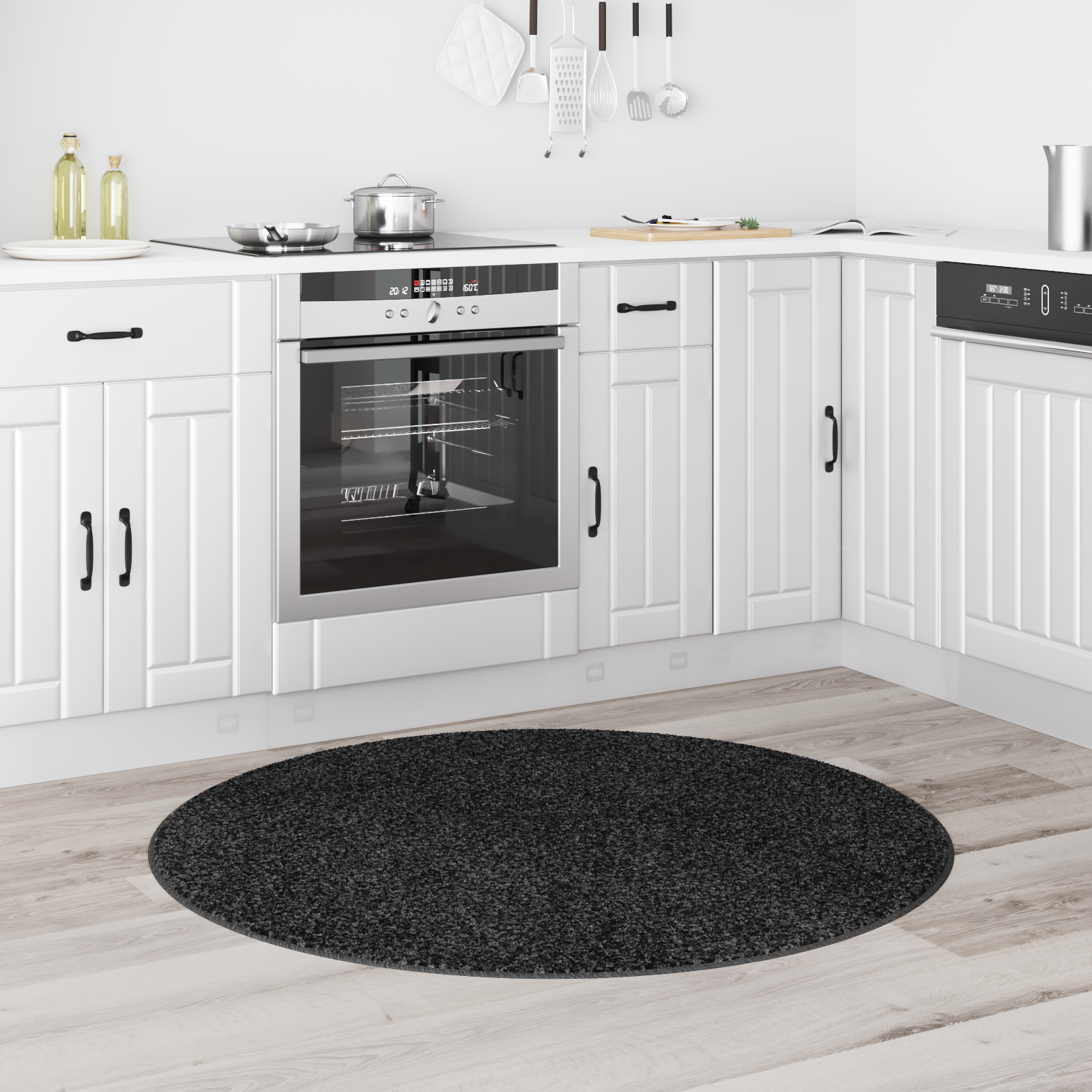 vidaXL Vloerkleed shaggy met latex onderkant ø120 cm donkergrijs