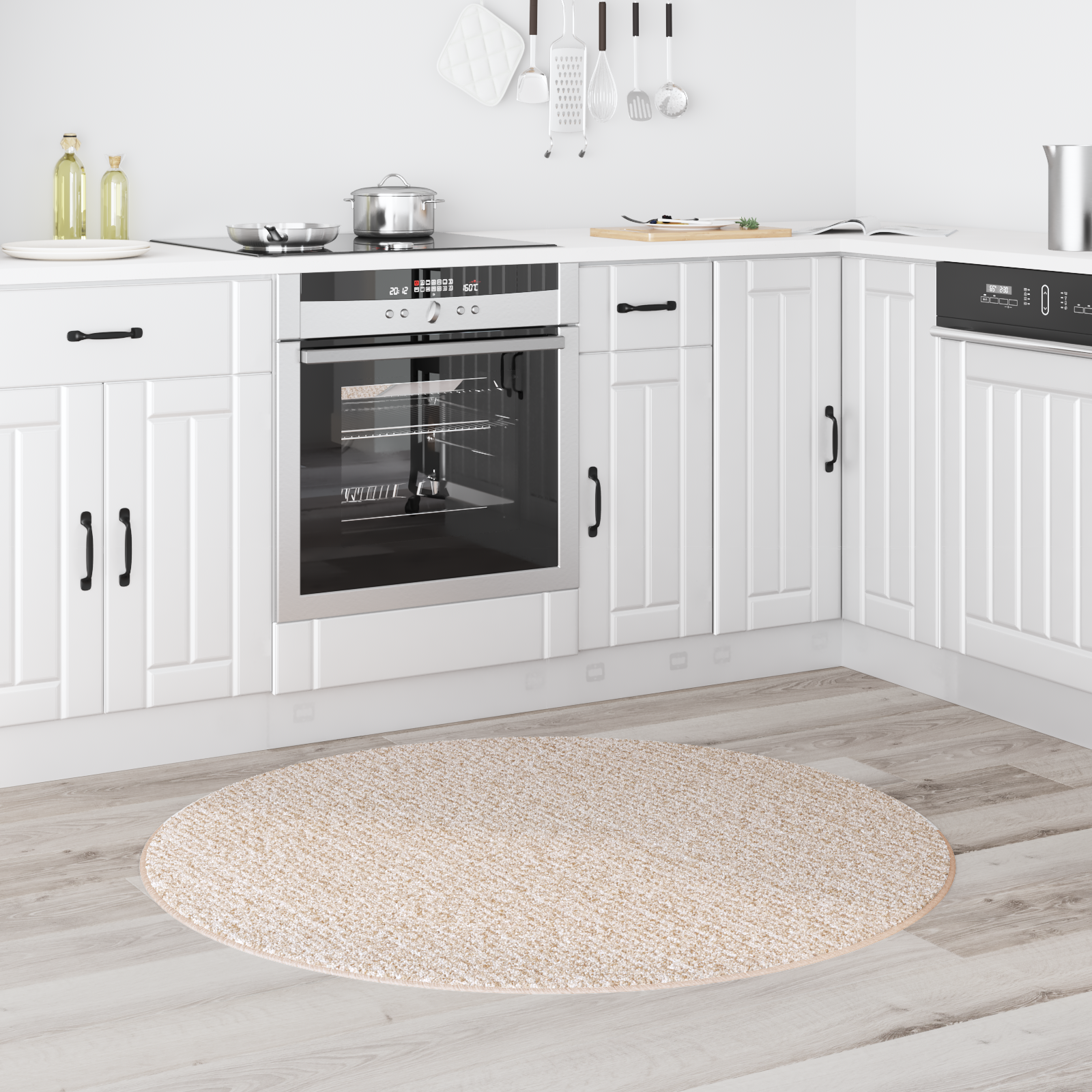 vidaXL Vloerkleed shaggy met latex onderkant ø120 cm crèmekleurig
