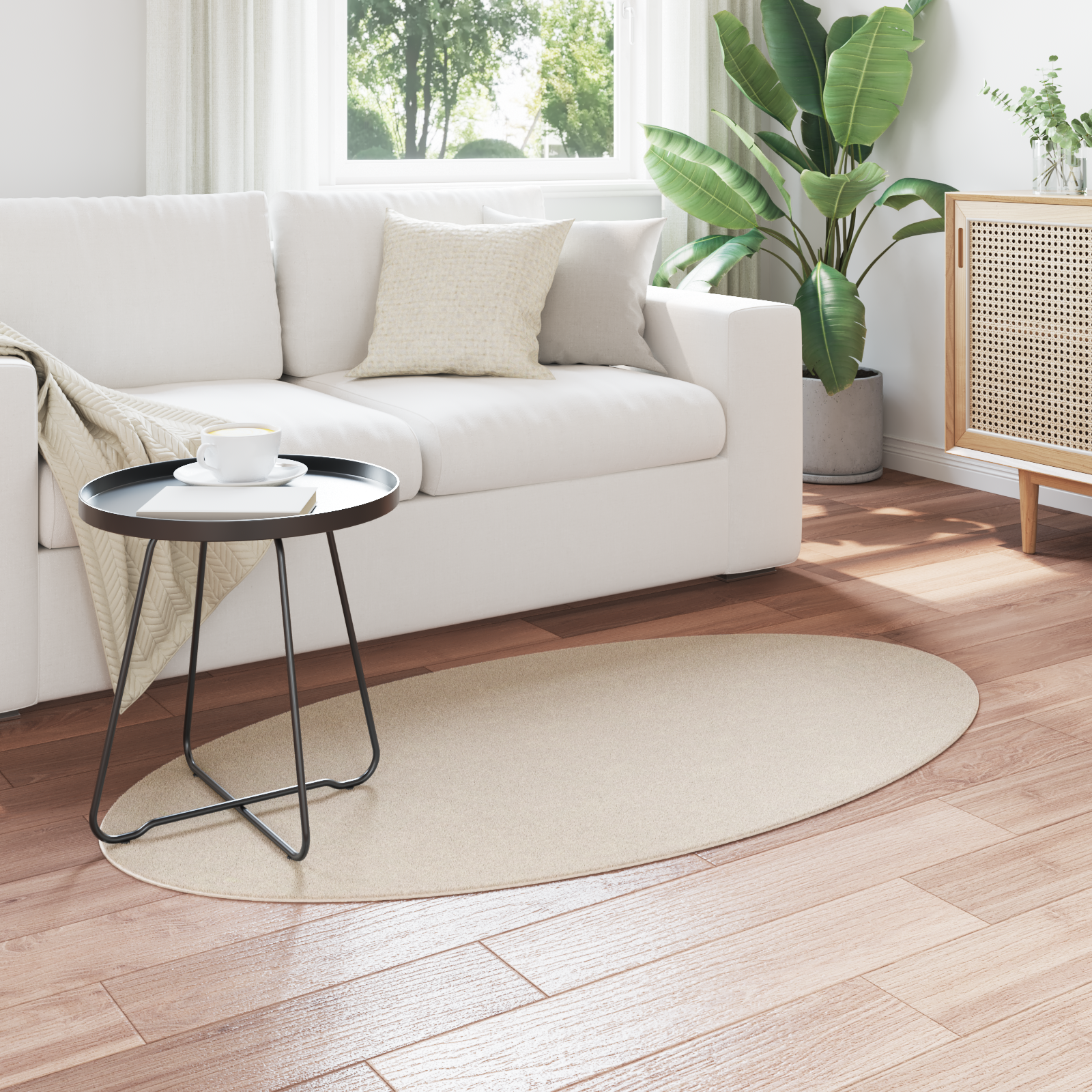 vidaXL Vloerkleed HUARTE Beige 80x150 cm Ovaal