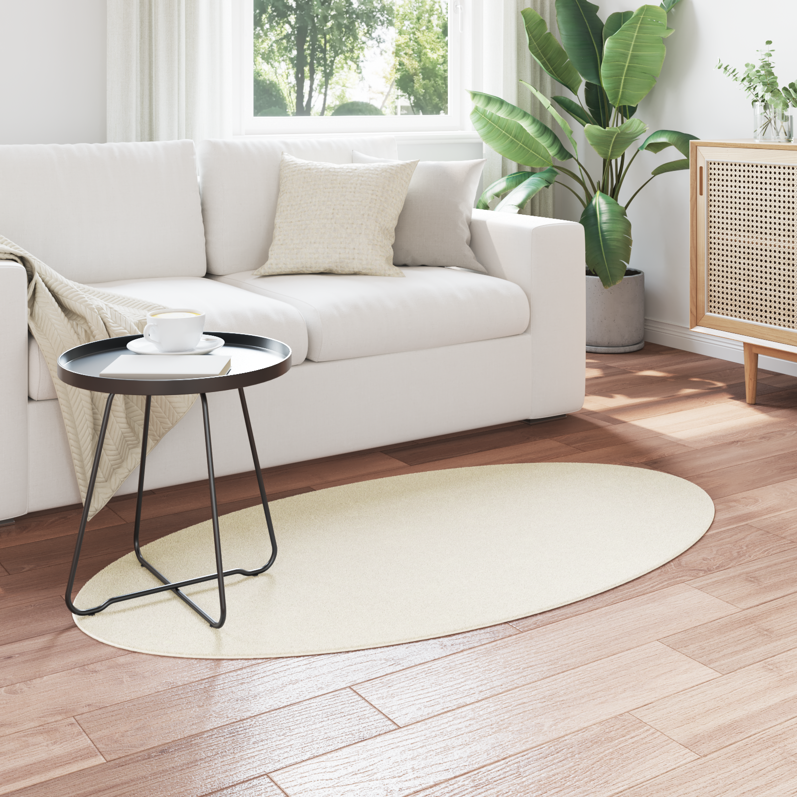 vidaXL Tapijt 'HUARTE'Crème 80 x 150 cm Ovaal