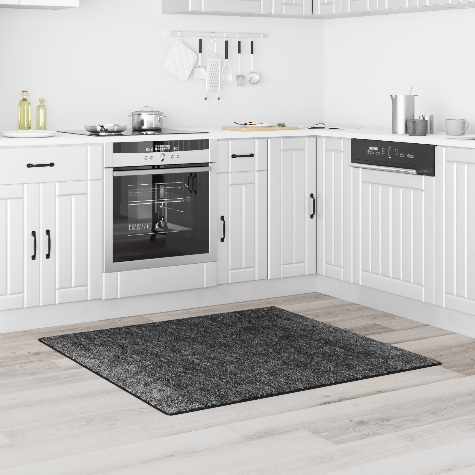 vidaXL Vloerkleed shaggy met latex onderkant 120x120 cm donkergrijs