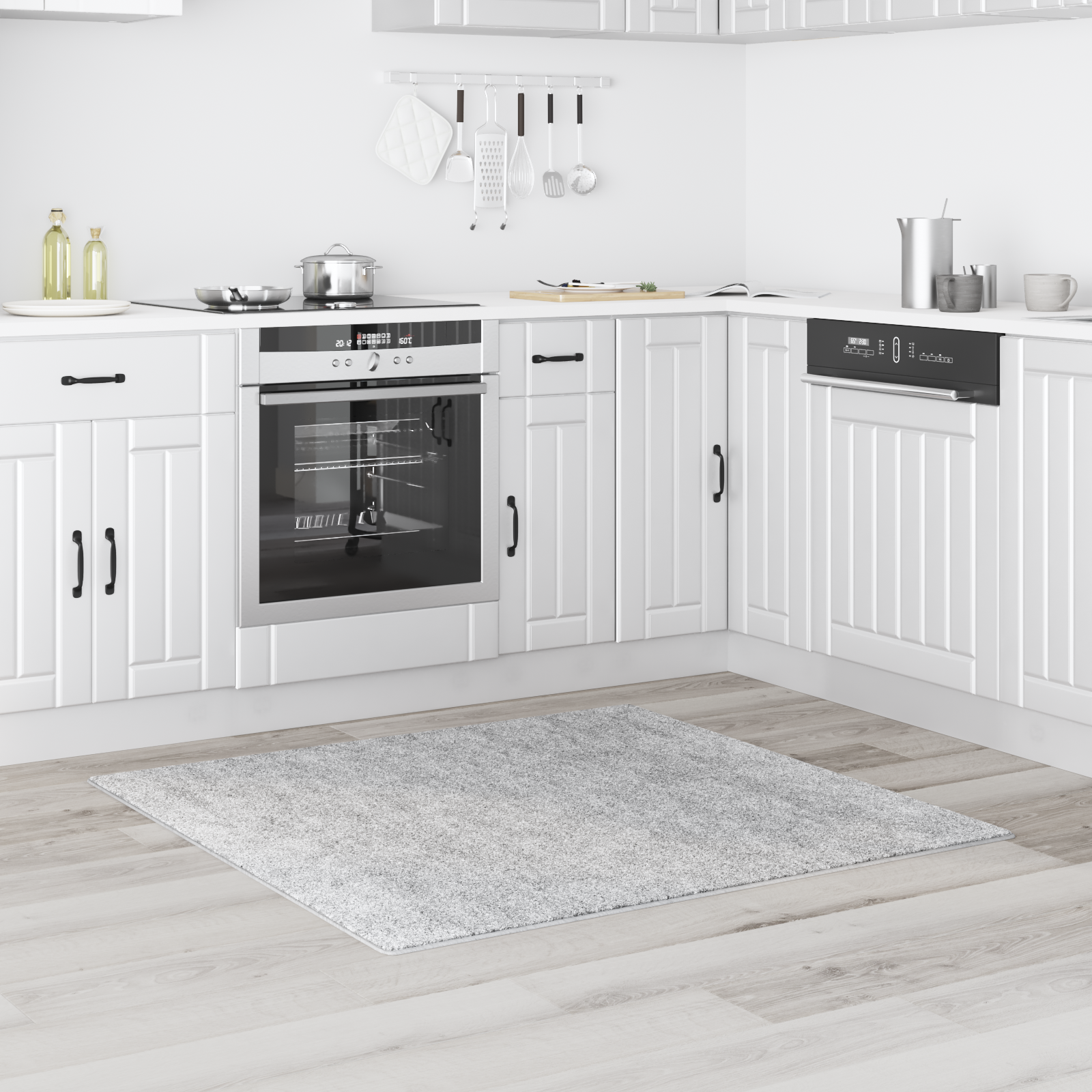 vidaXL Vloerkleed shaggy met latex onderkant 120x120 cm grijs