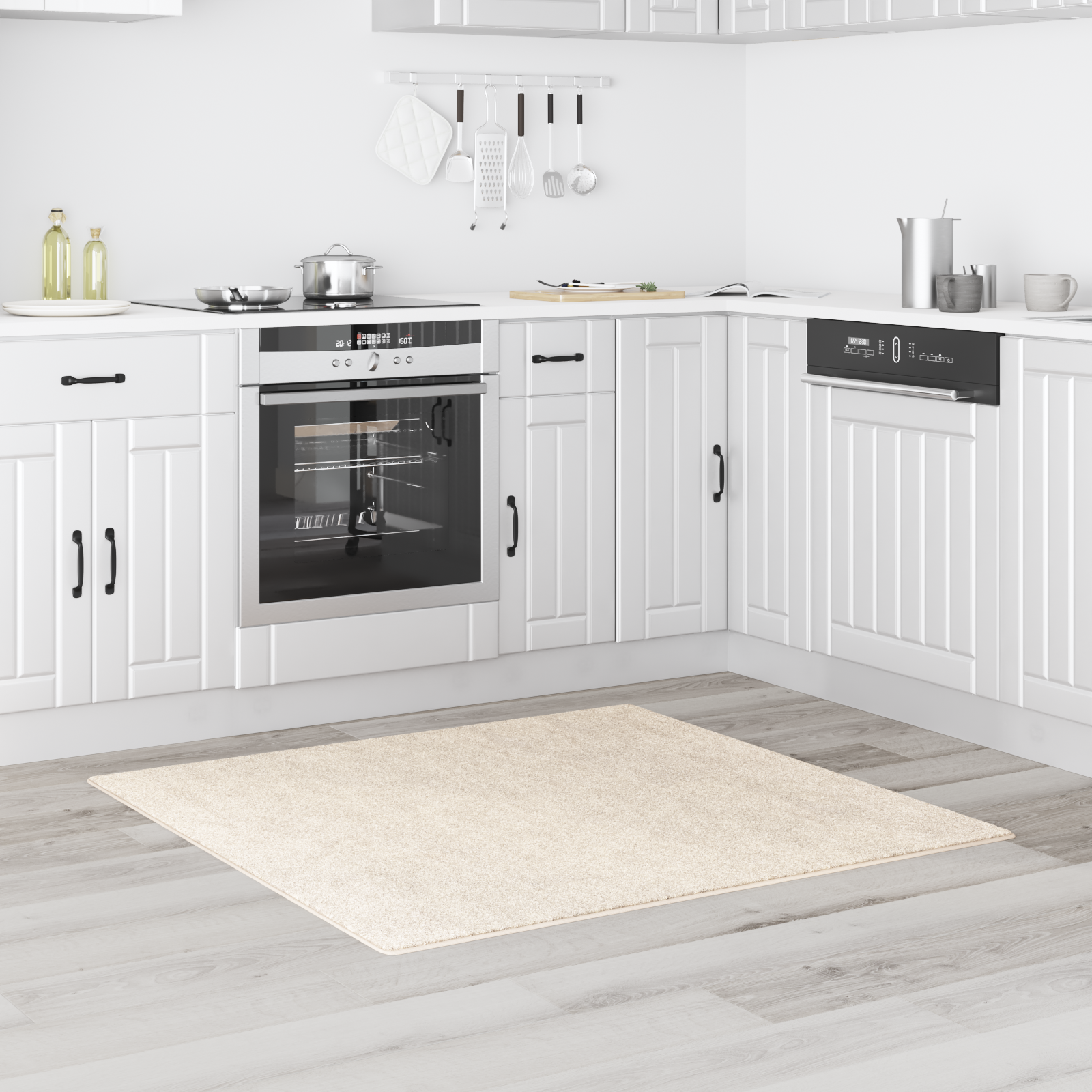 vidaXL Pluizige Tapijt Hoge Stapel Crème 120x120 cm PP