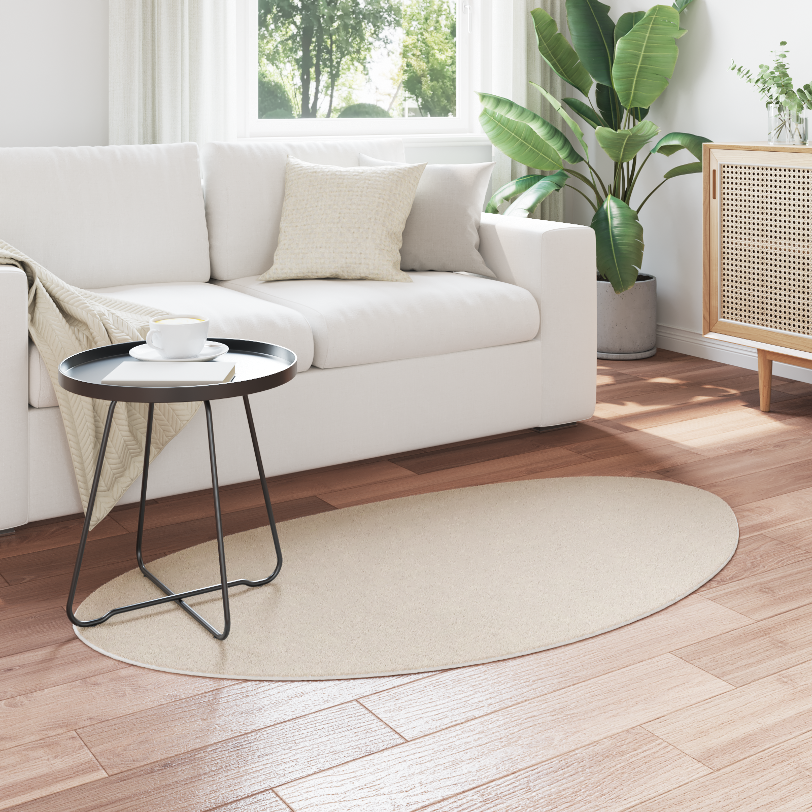 vidaXL Vloerkleed HUARTE kortpolig zacht en wasbaar 80x150 cm beige