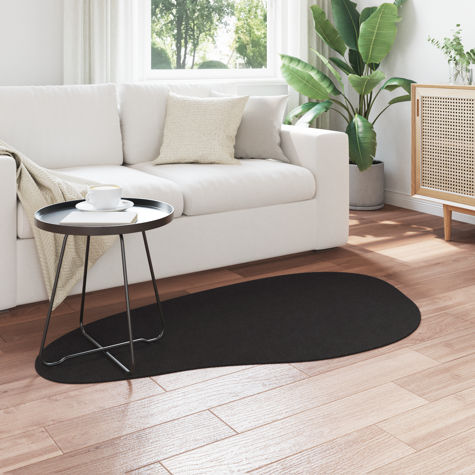 vidaXL Vloerkleed HUARTE kortpolig zacht en wasbaar 80x150 cm zwart