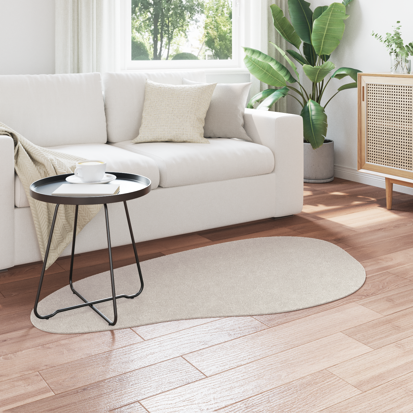 vidaXL Vloerkleed HUARTE kortpolig zacht wasbaar 80x150 cm zandkleur