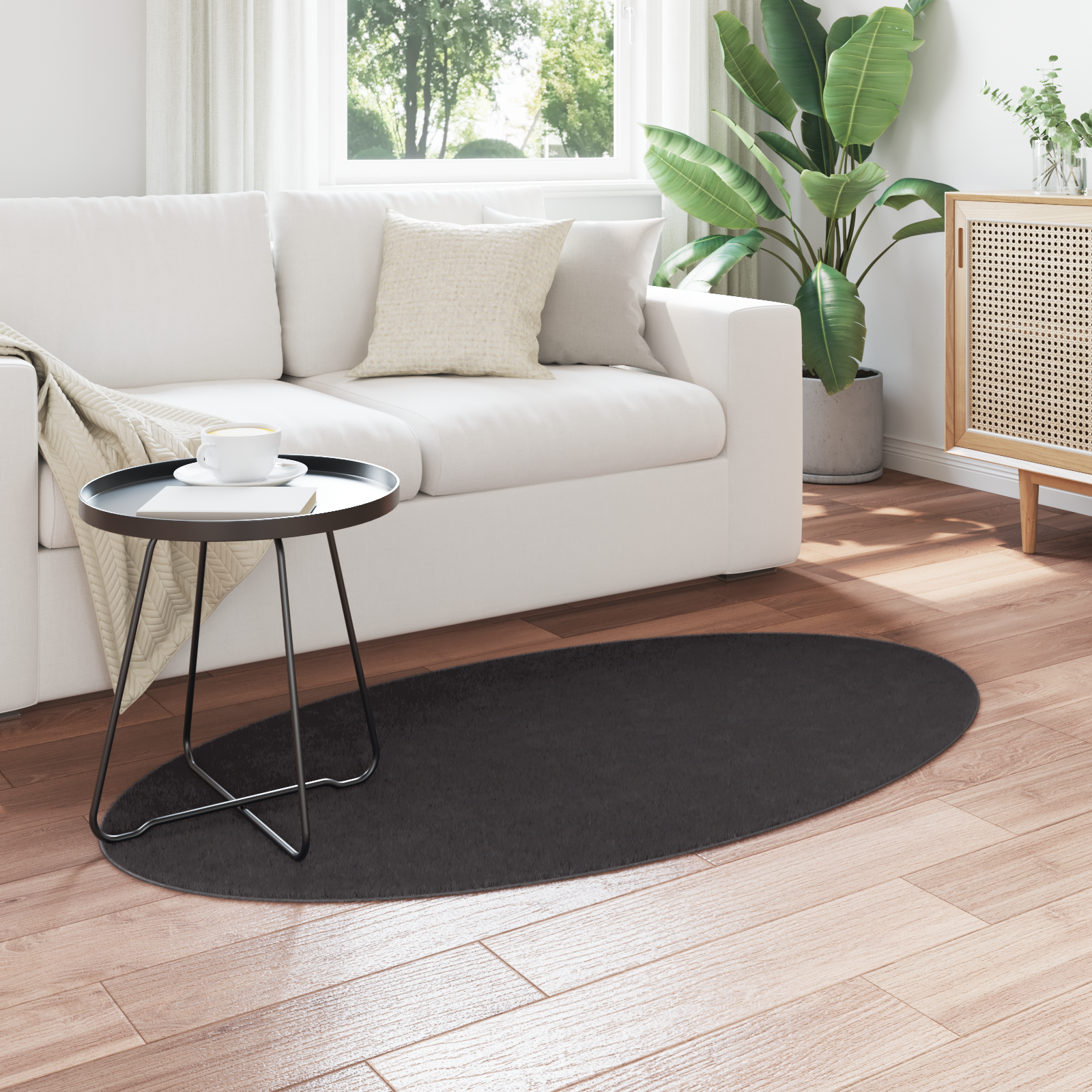 vidaXL Vloerkleed HUARTE Anthraciet 80x150 cm Ovaal