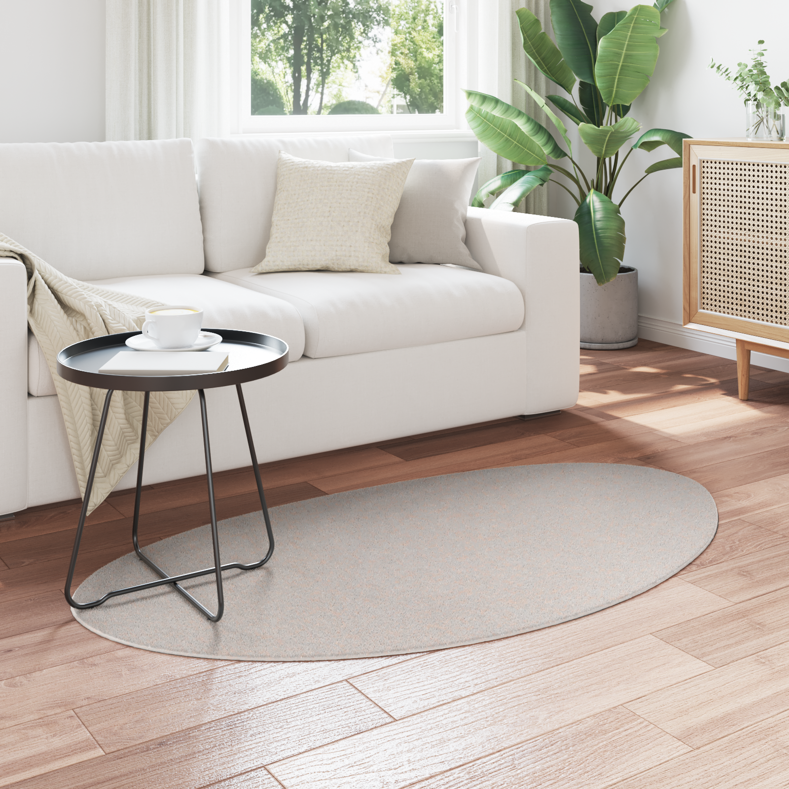 vidaXL Vloerkleed HUARTE kortpolig zacht wasbaar 80x150 cm zandkleur