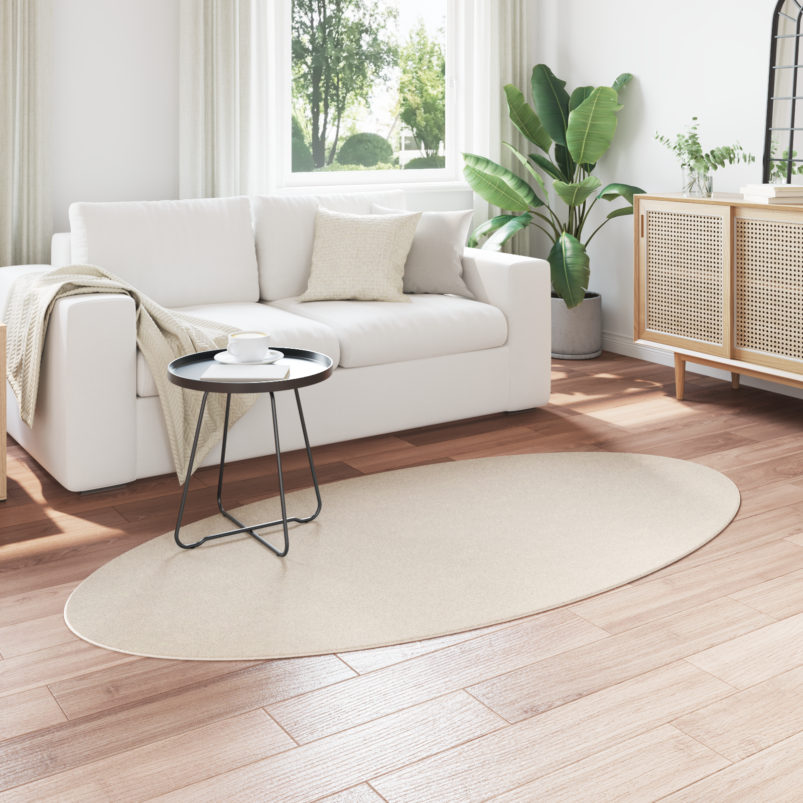 vidaXL Tapijt 'HUARTE'Beige 100x200 cm Ovaal