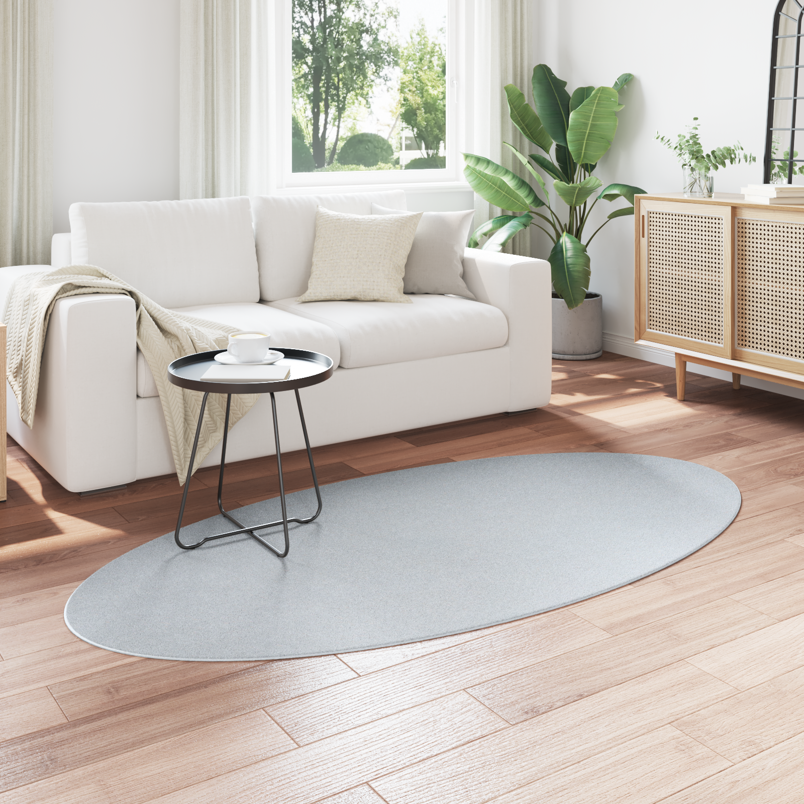 vidaXL Kleed HUARTE Grijs 100x200 cm Ovaal