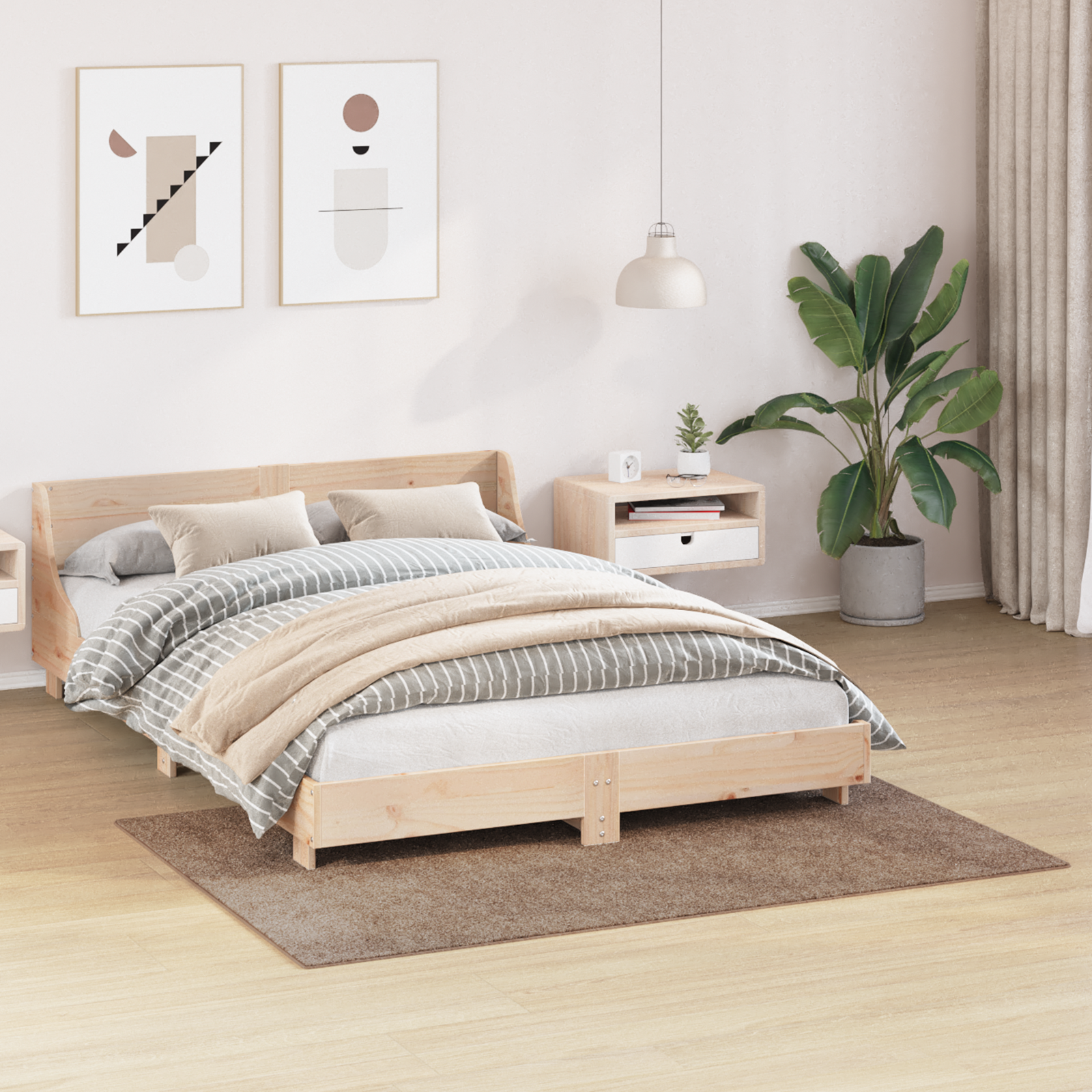 vidaXL Vloerkleed shaggy met latex onderkant 120x170 cm bruin