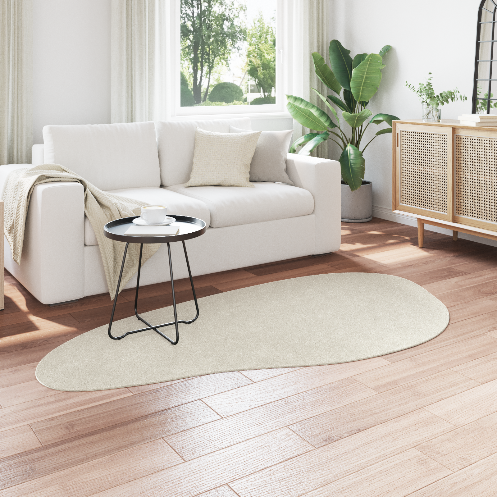 vidaXL Vloerkleed HUARTE kortpolig zacht wasbaar 100x200 cm crèmekleur