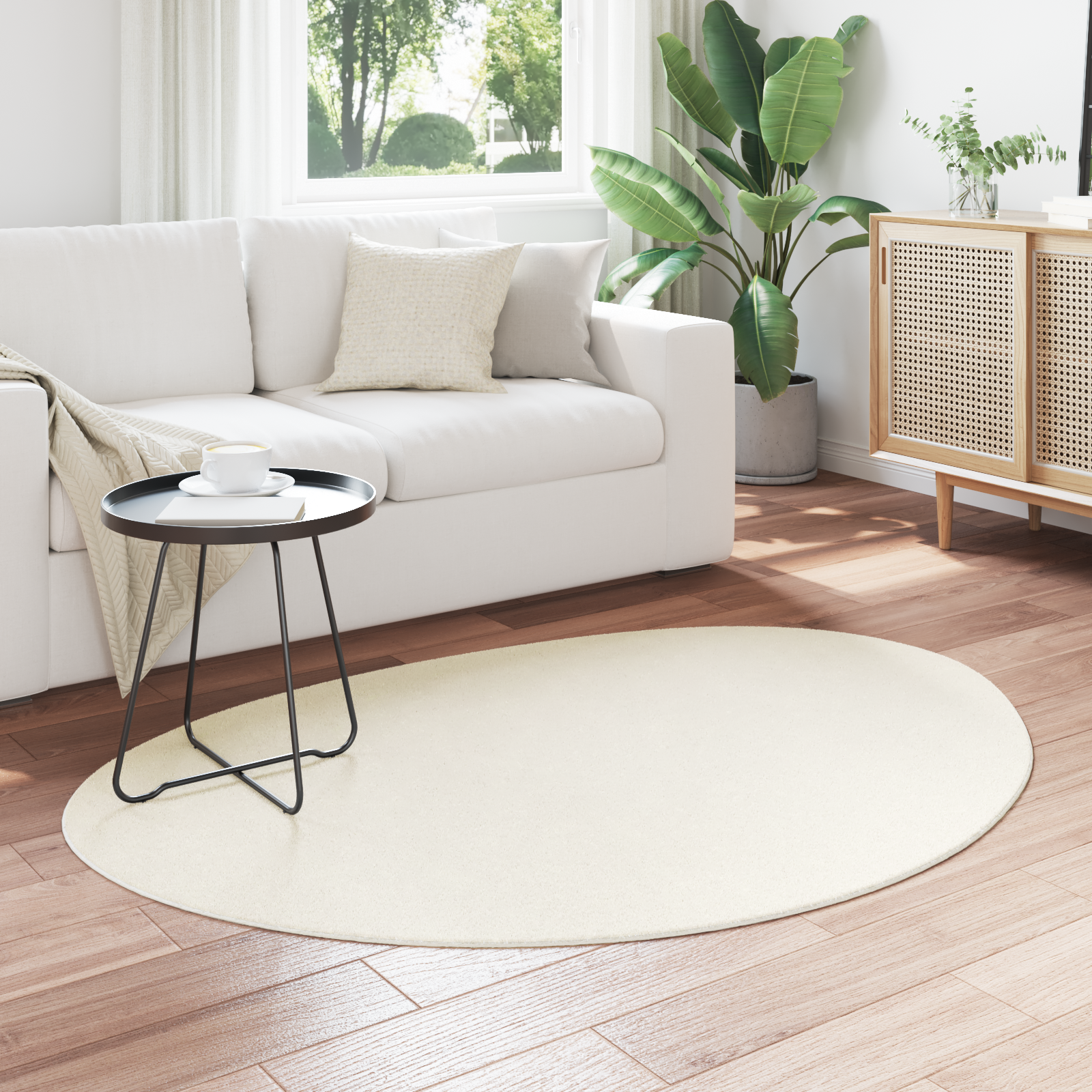 vidaXL Vloerkleed HUARTE kortpolig zacht wasbaar 100x200 cm crèmekleur