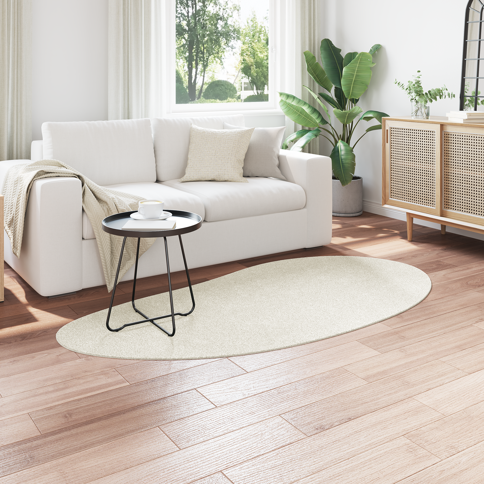 vidaXL Vloerkleed anti-slip 100x200 cm polyester crèmekleurig