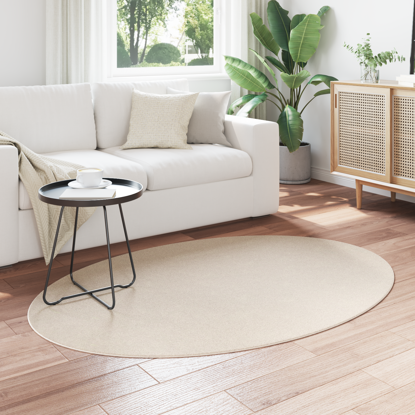 vidaXL Tapijt 'HUARTE'Beige 120x170 cm Ovaal