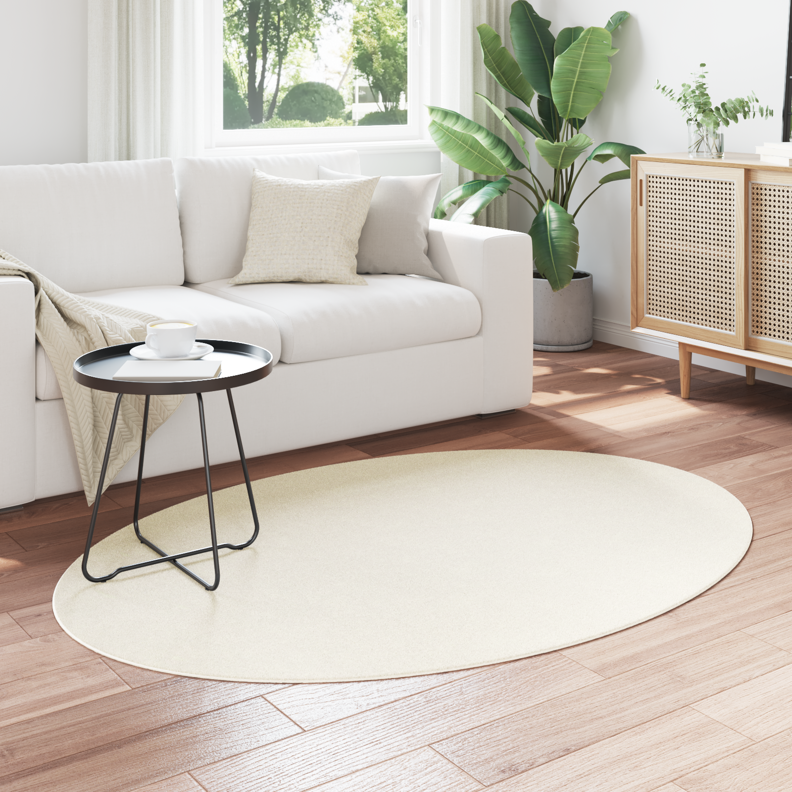 vidaXL Kleed 'HUARTE'Crème 120 x 170 cm Ovaal