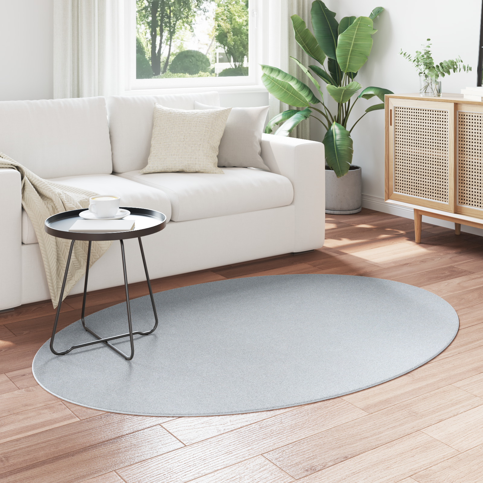 vidaXL Tapijt HUARTE Grijs 120x170 cm Ovaal