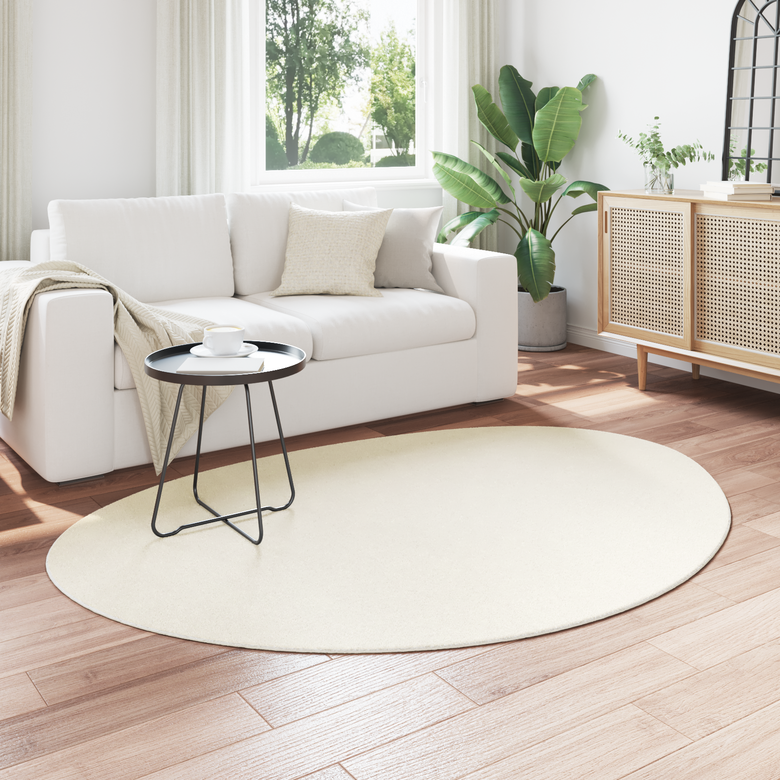 vidaXL Vloerkleed HUARTE kortpolig zacht wasbaar 120x170 cm crèmekleur