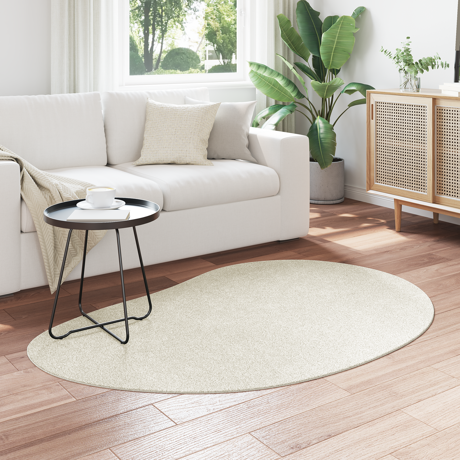 vidaXL Vloerkleed anti-slip 120x170 cm polyester crèmekleurig