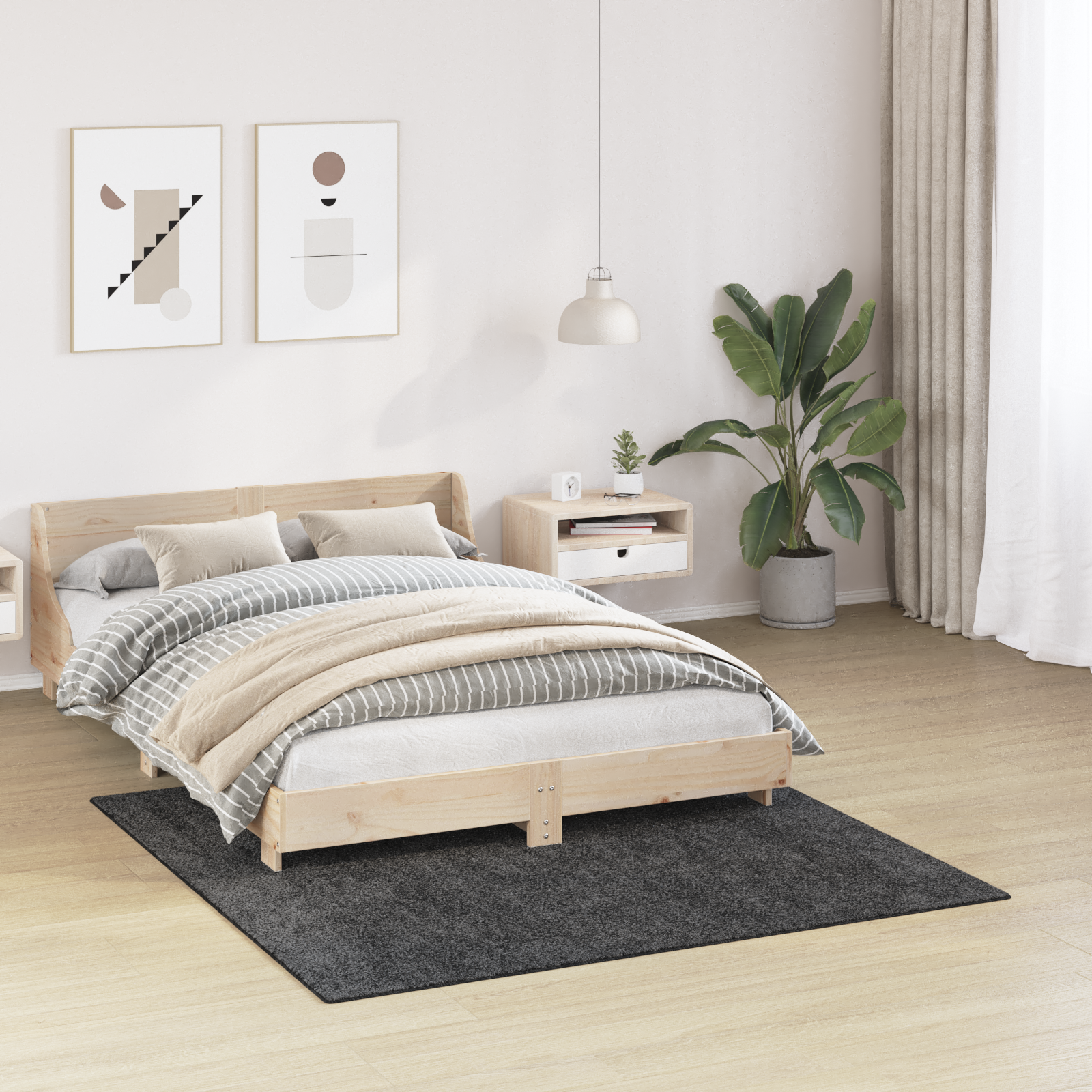 vidaXL Vloerkleed shaggy met latex onderkant 160x160 cm donkergrijs