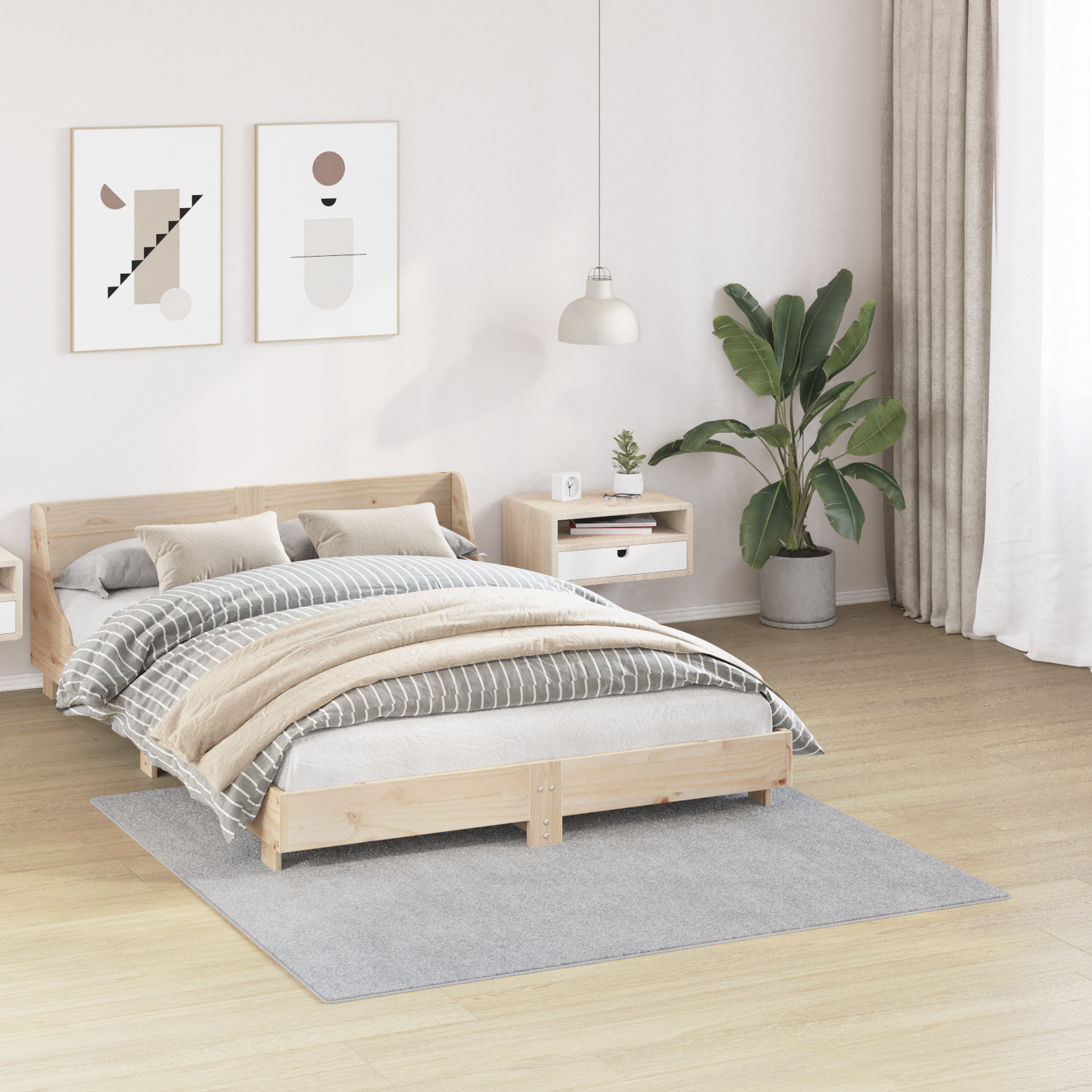 vidaXL Vloerkleed shaggy met latex onderkant 160x160 cm grijs