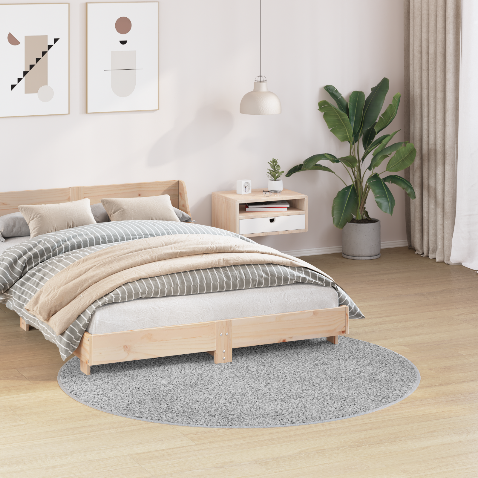 vidaXL Vloerkleed shaggy met latex onderkant 160 cm grijs