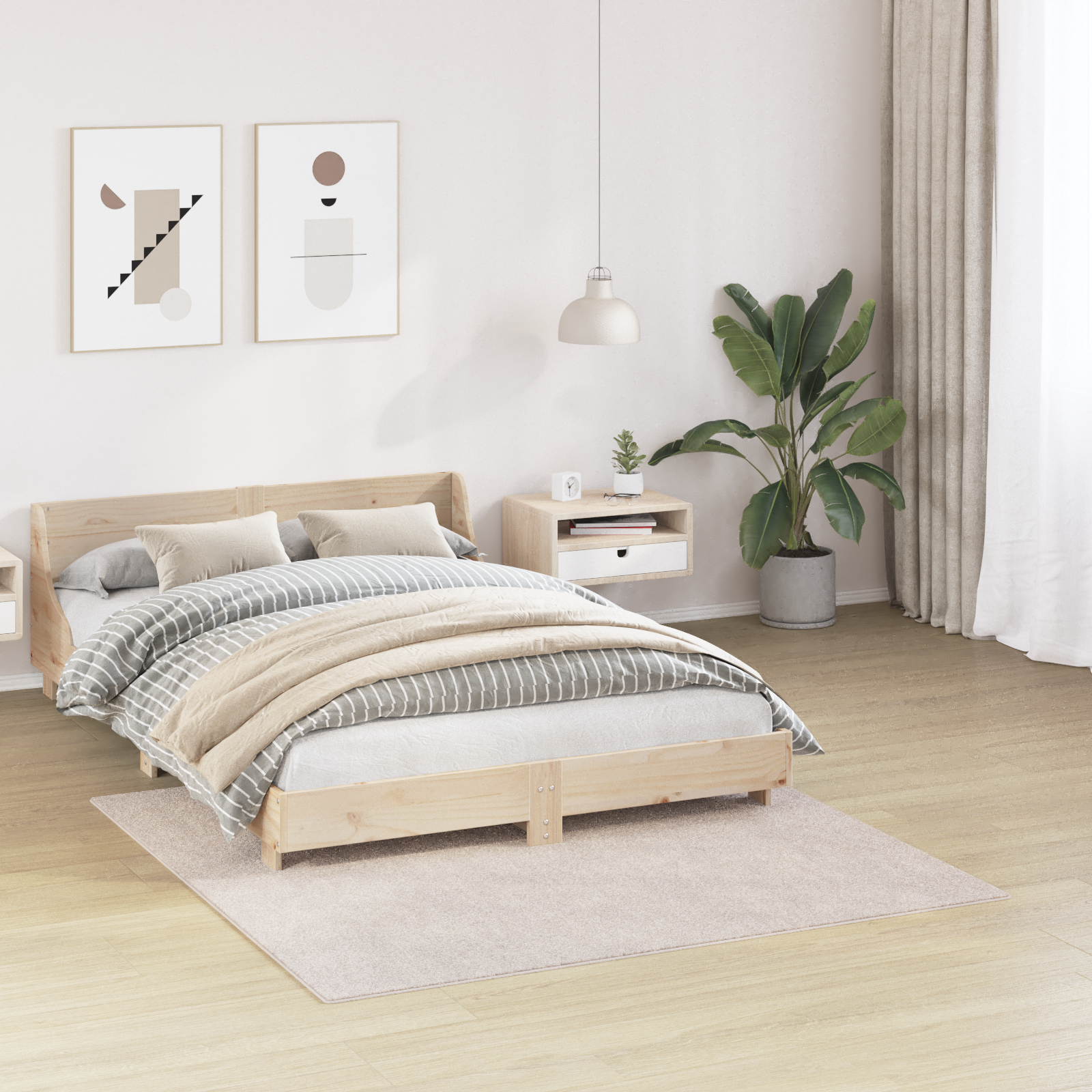 vidaXL Shaggy Vloerkleed Hoog Pols Crème 160x160 cm PP
