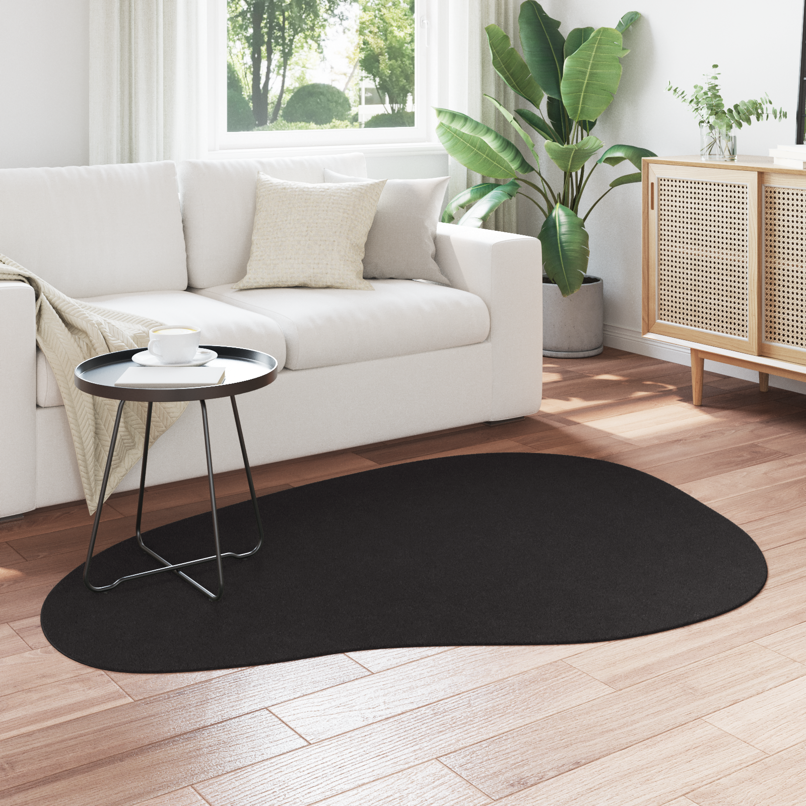 vidaXL Vloerkleed HUARTE kortpolig zacht en wasbaar 120x170 cm zwart