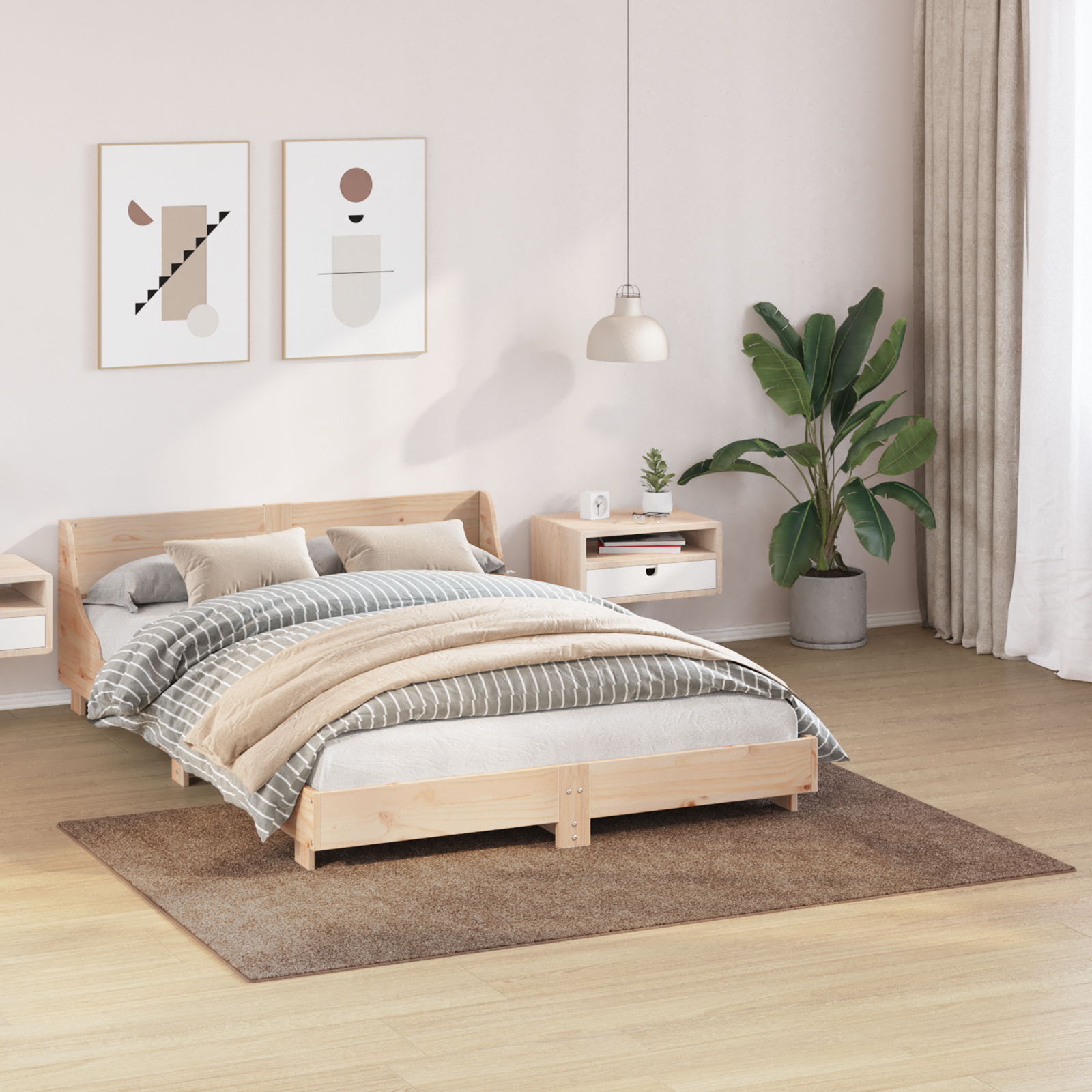 vidaXL Vloerkleed shaggy met latex onderkant 140x200 cm bruin