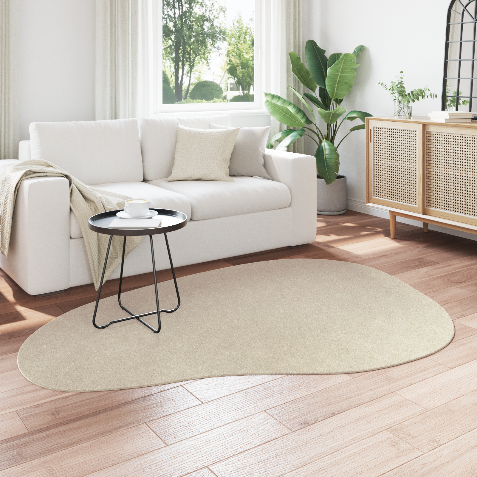 vidaXL Vloerkleed HUARTE kortpolig zacht en wasbaar 140x200 cm beige